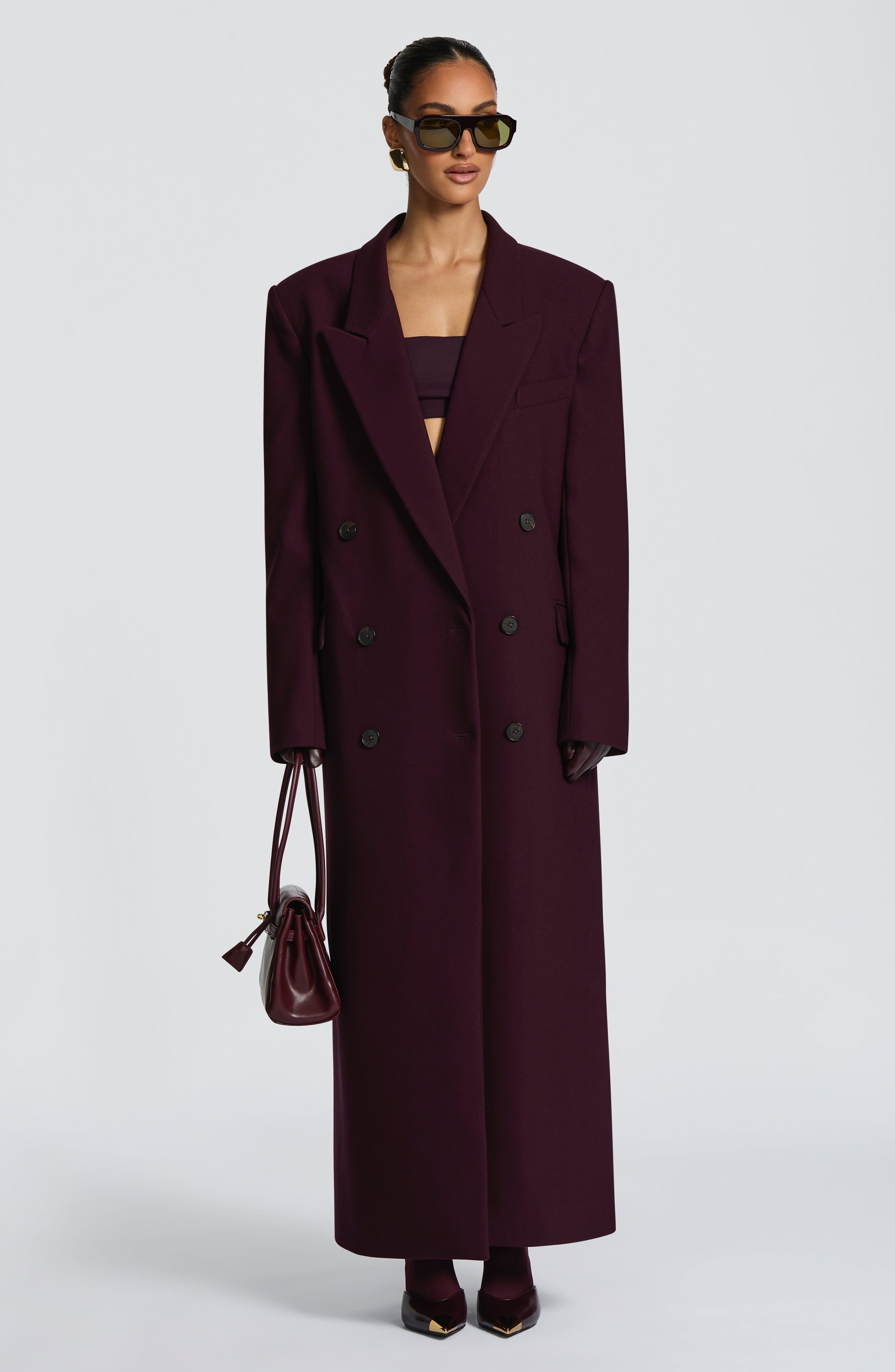 Jimena - Cappotto Lungo Strutturato Prugna