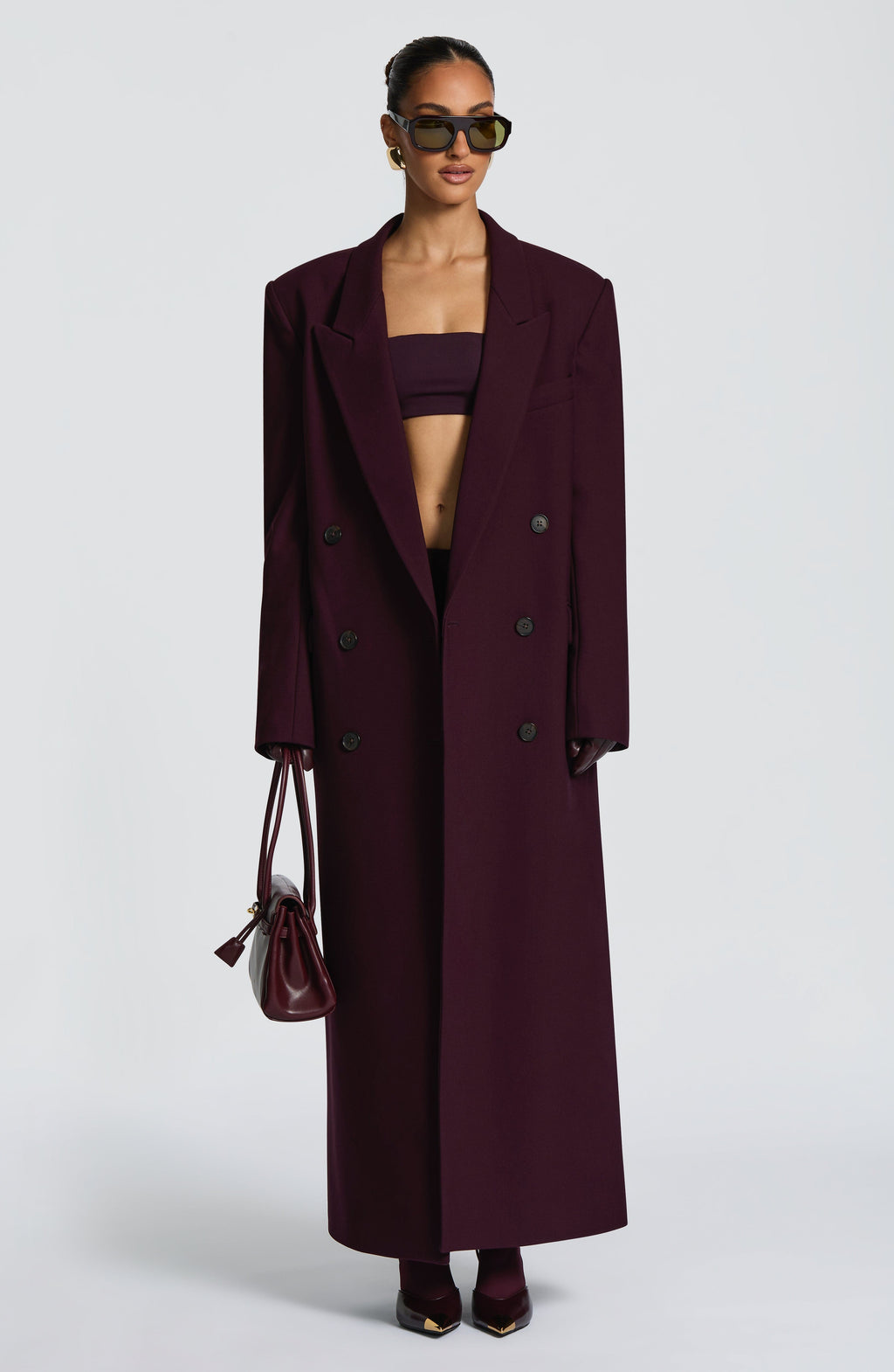 Jimena - Cappotto Lungo Strutturato Prugna