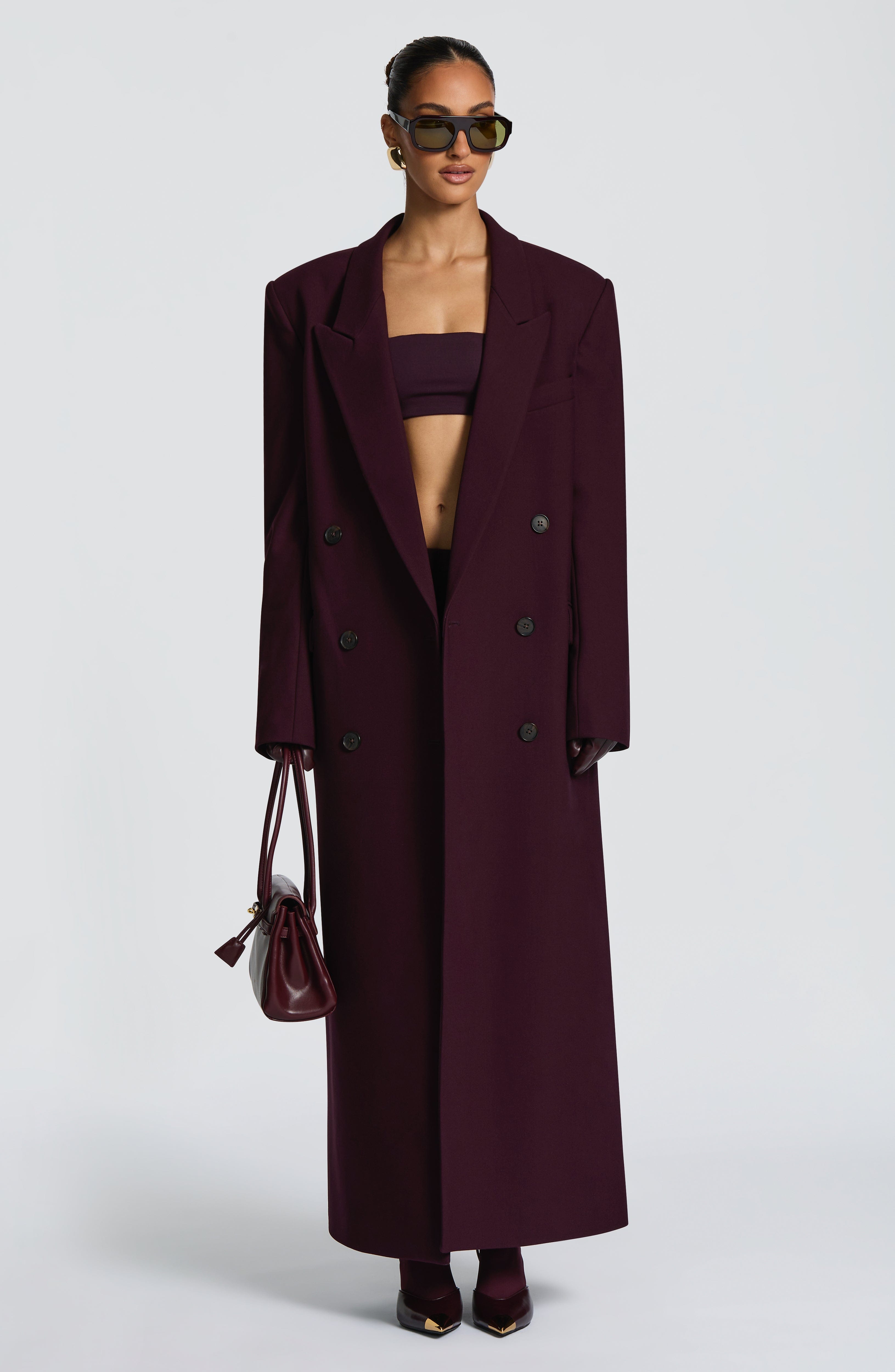 Jimena - Cappotto Lungo Strutturato Prugna
