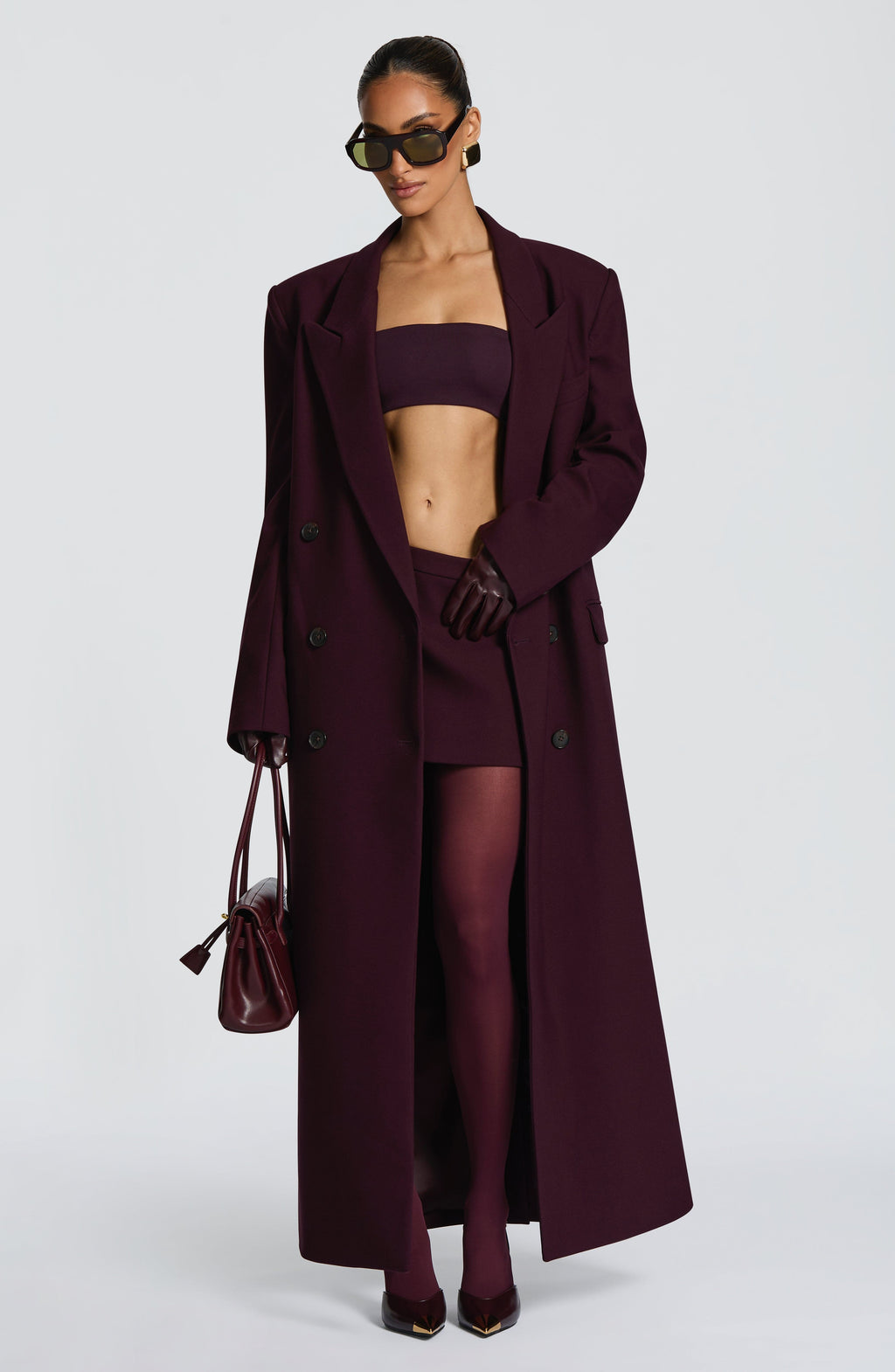 Jimena - Cappotto Lungo Strutturato Prugna