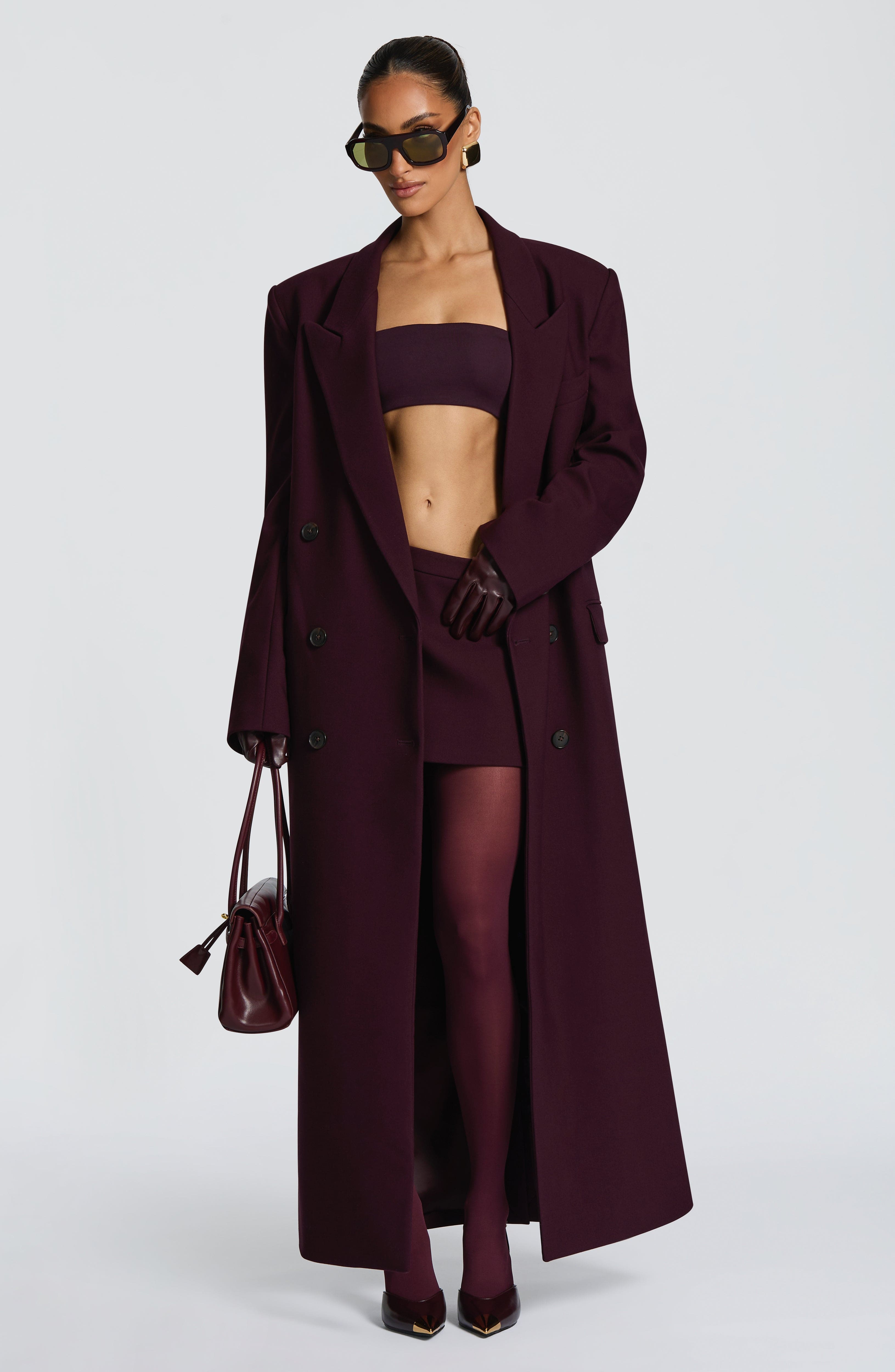 Jimena - Cappotto Lungo Strutturato Prugna
