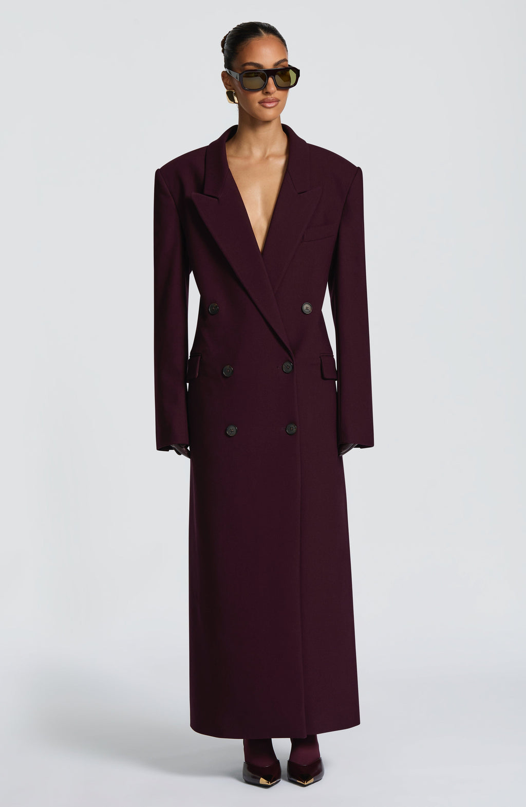 Jimena - Cappotto Lungo Strutturato Prugna