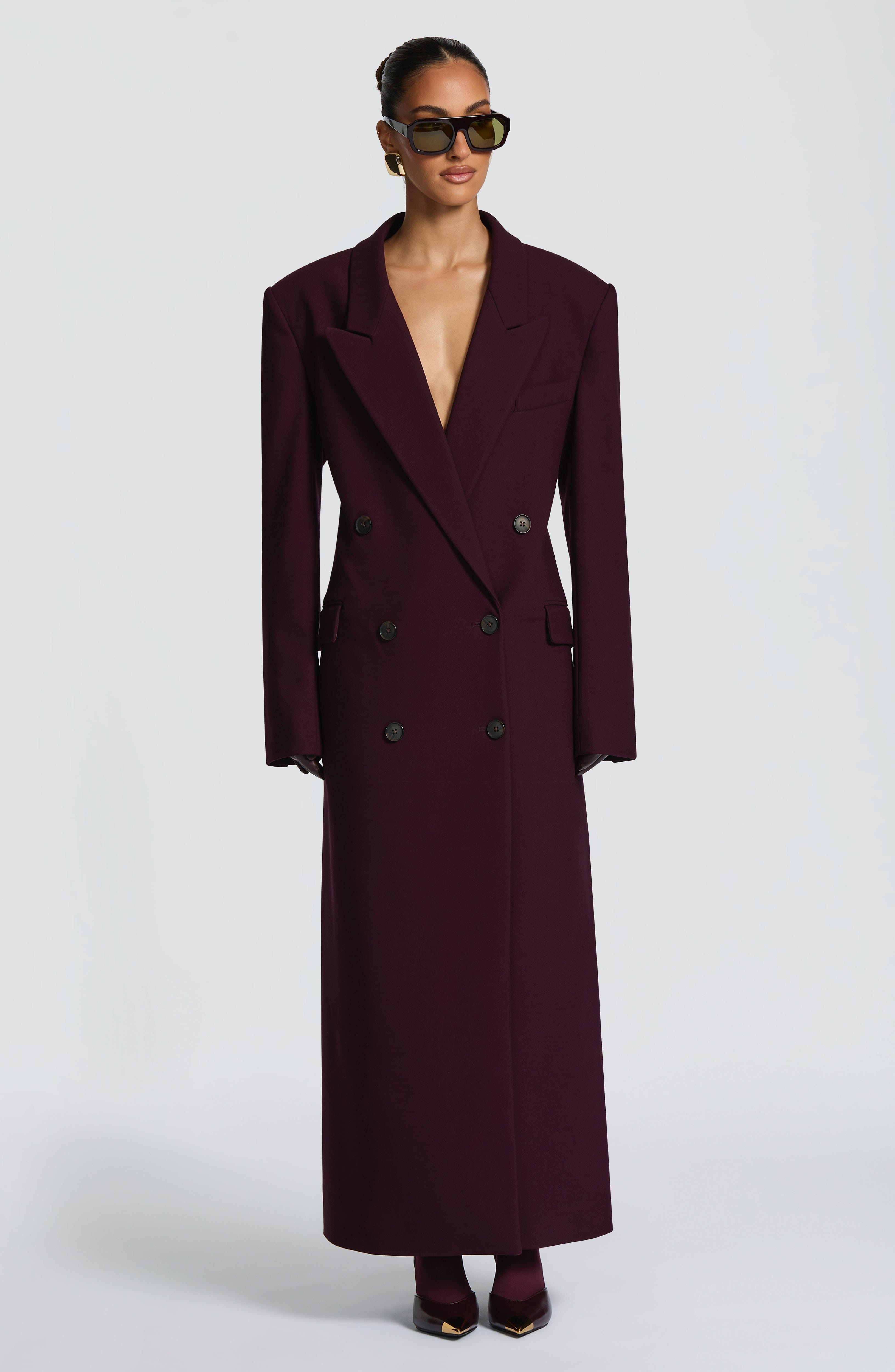 Jimena - Cappotto Lungo Strutturato Prugna