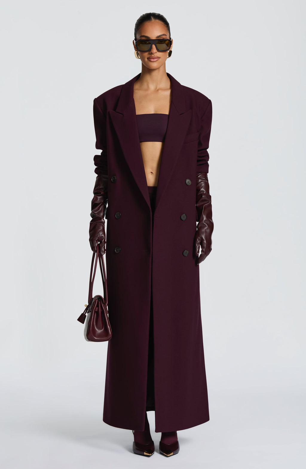 Jimena - Cappotto Lungo Strutturato Prugna