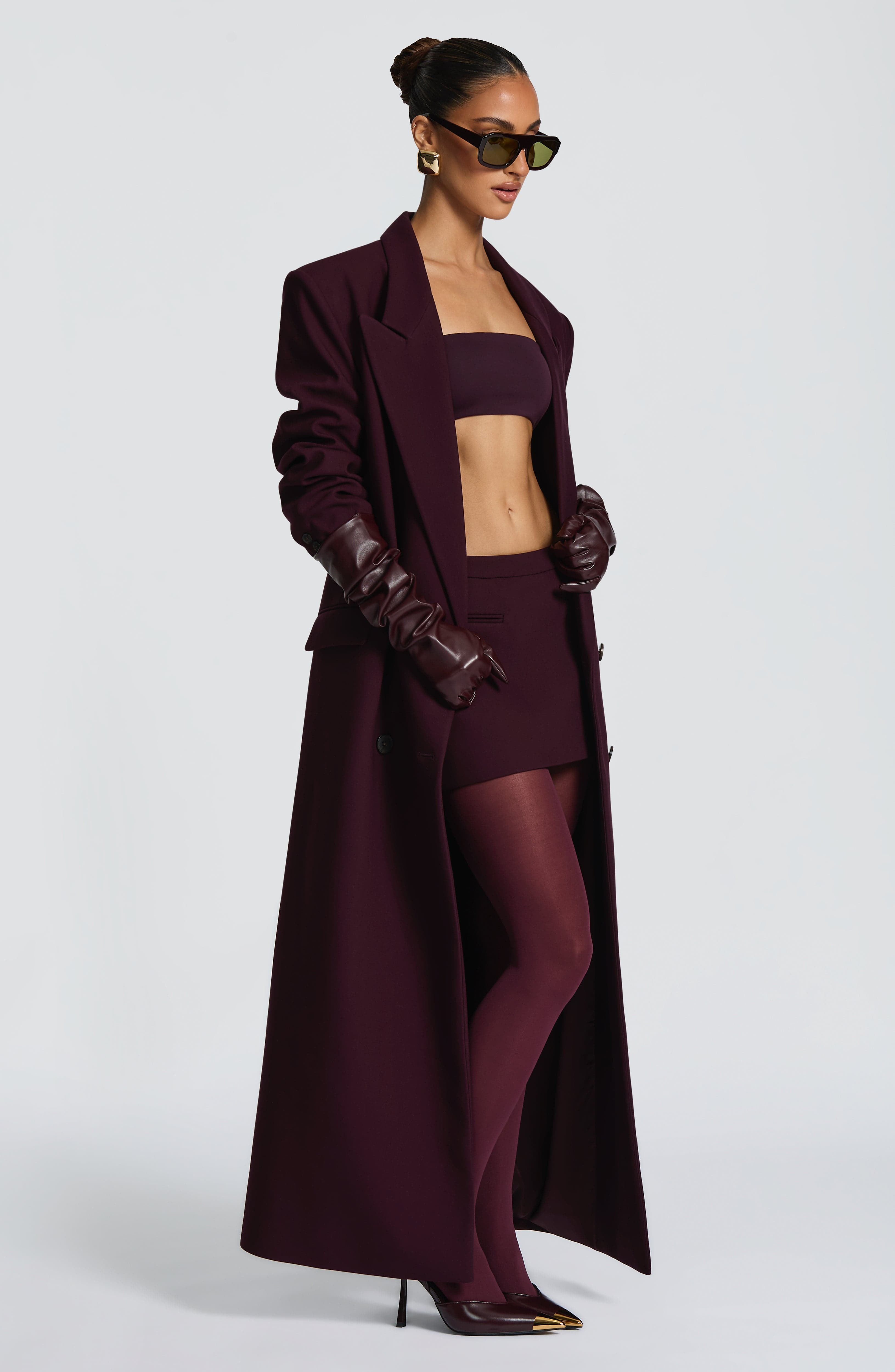 Jimena - Cappotto Lungo Strutturato Prugna