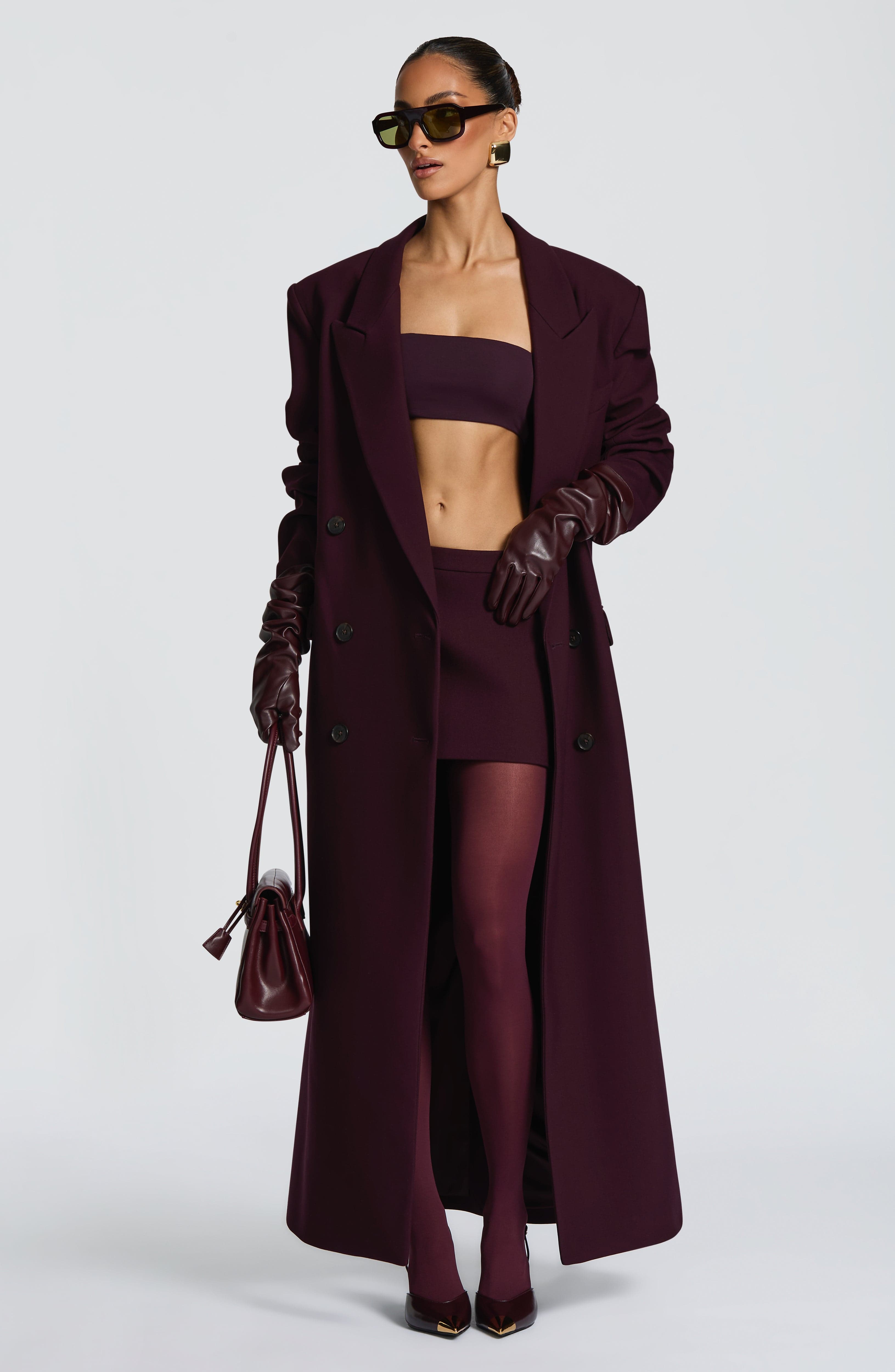 Jimena - Cappotto Lungo Strutturato Prugna