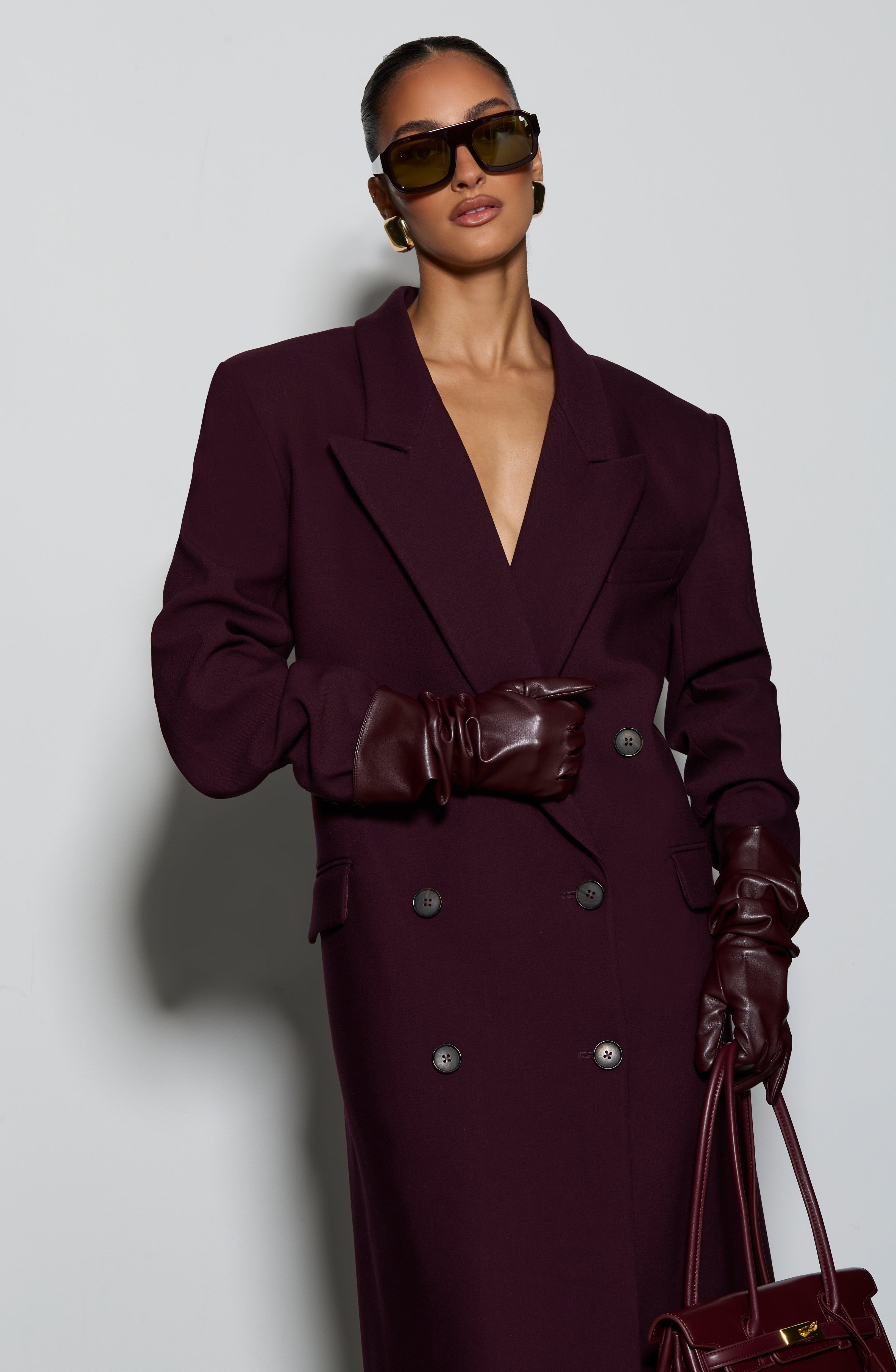 Jimena - Cappotto Lungo Strutturato Prugna