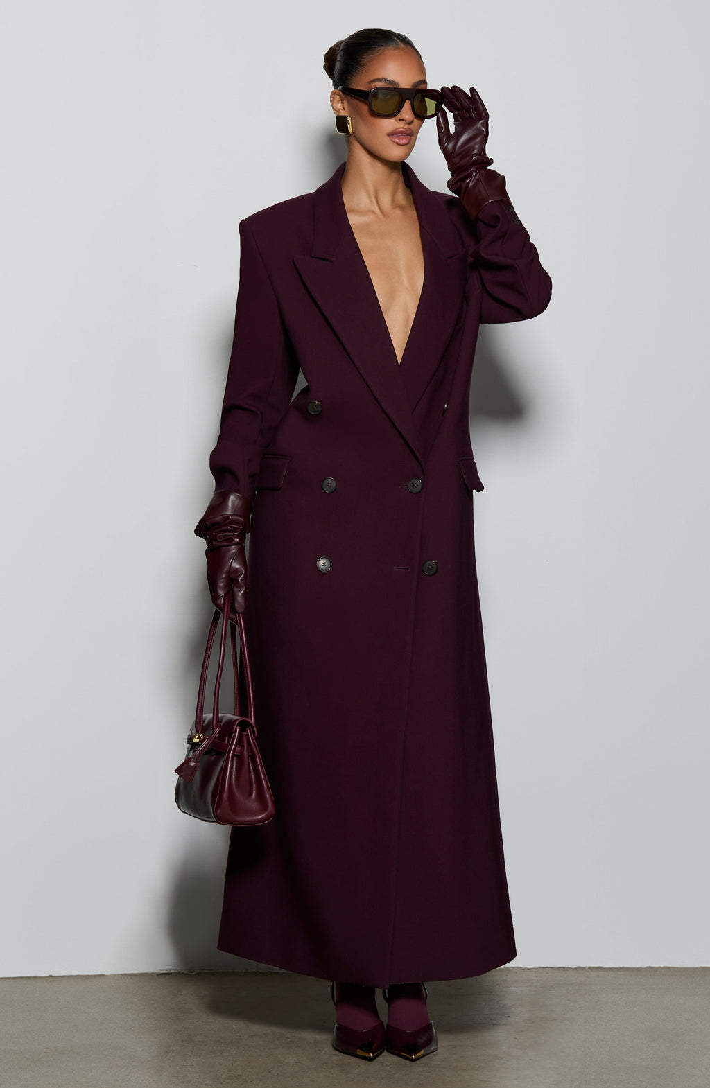 Jimena - Cappotto Lungo Strutturato Prugna