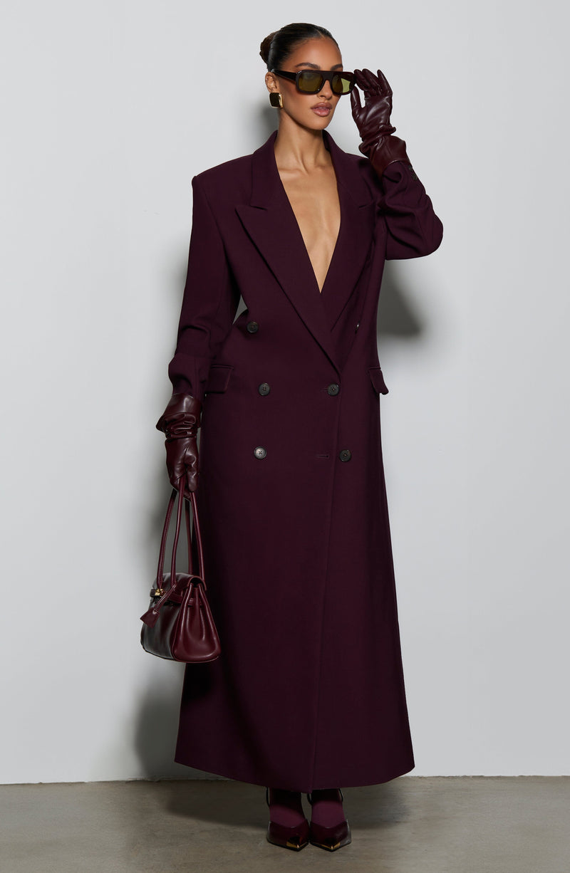 Jimena - Cappotto Lungo Strutturato Prugna