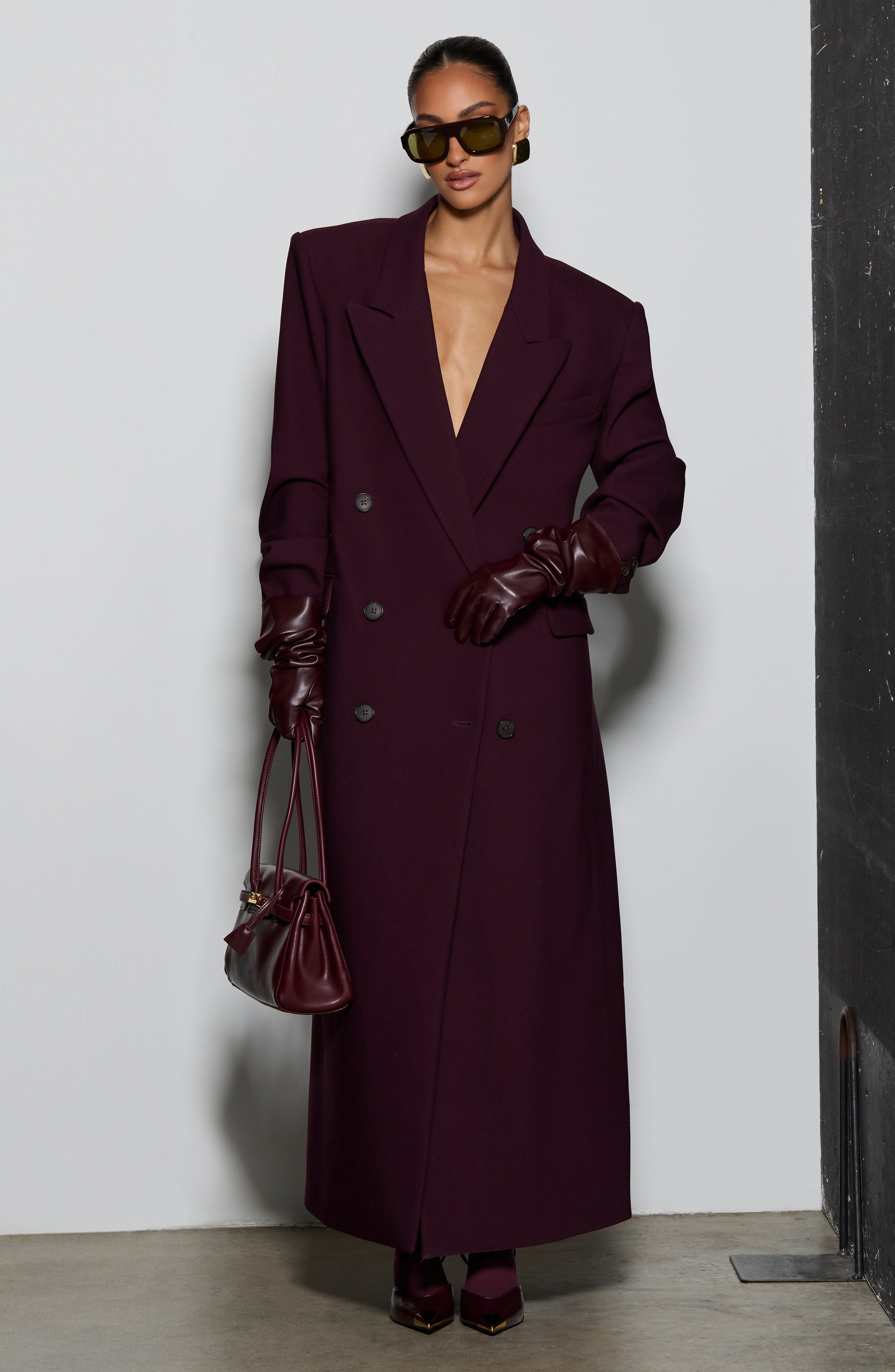 Jimena - Cappotto Lungo Strutturato Prugna