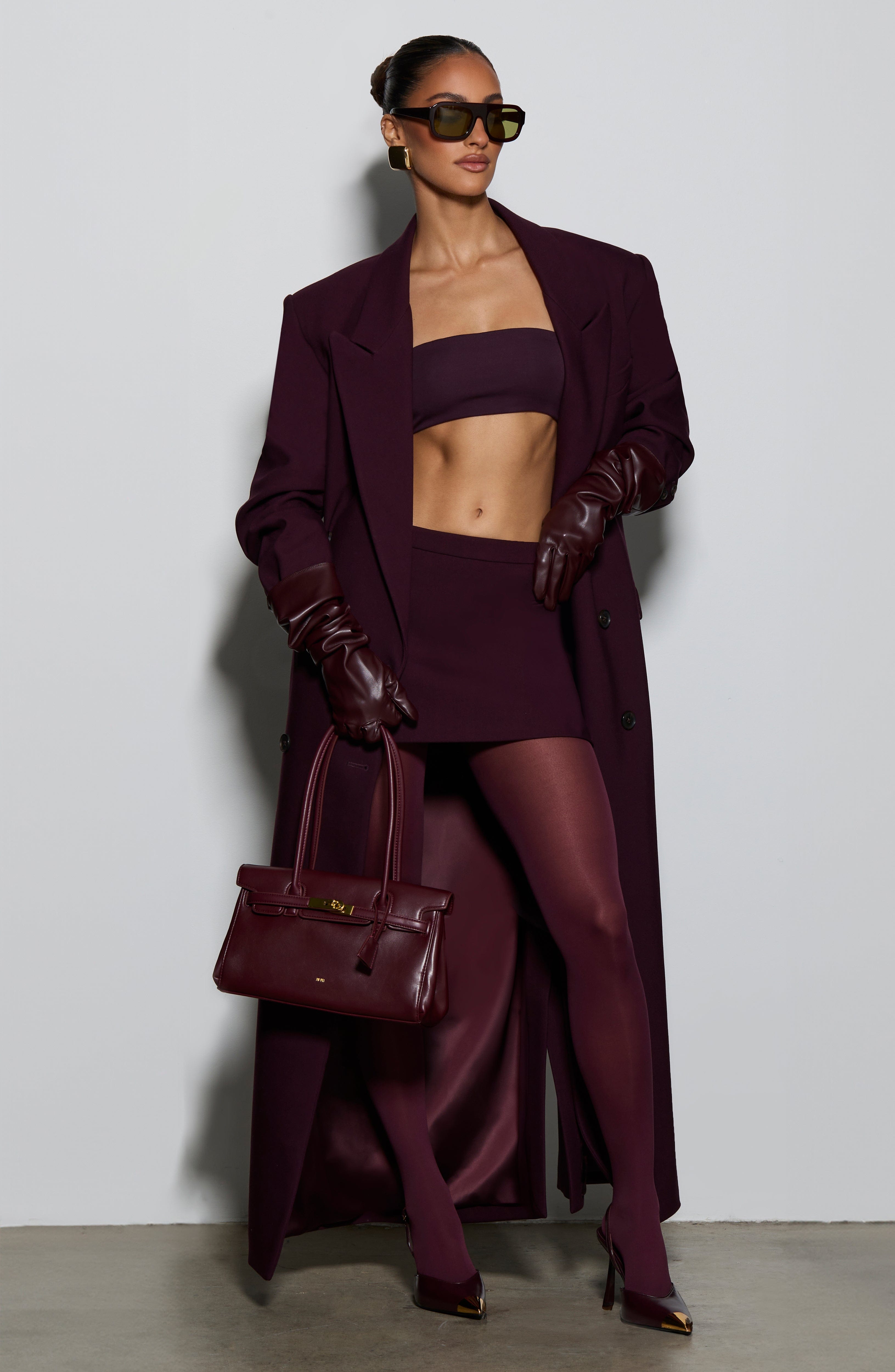 Jimena - Cappotto Lungo Strutturato Prugna