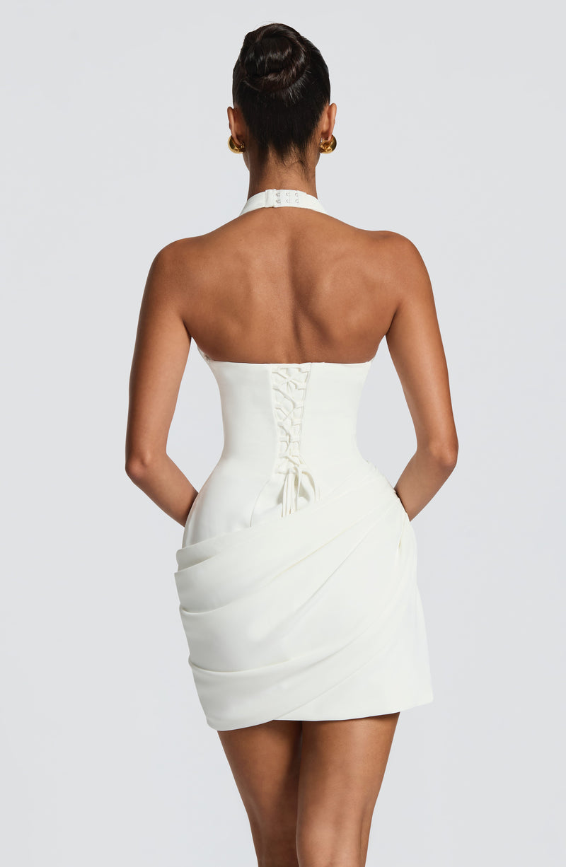 Amparo - Abito Mini Corsetto Halter Avorio