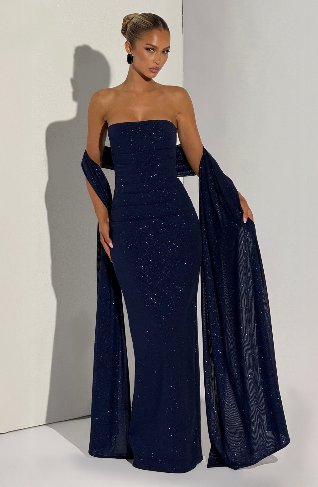 Valeria - Abito da Gala in Crêpe Blu Navy