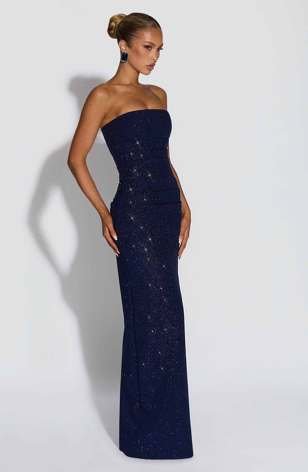 Valeria - Abito da Gala in Crêpe Blu Navy