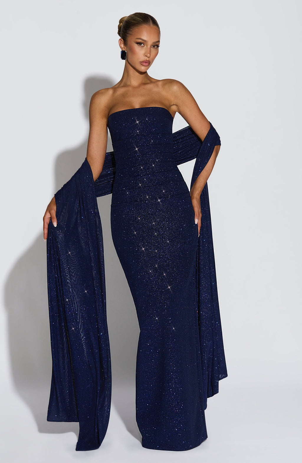 Valeria - Abito da Gala in Crêpe Blu Navy
