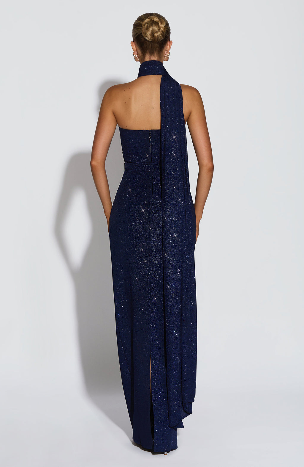 Valeria - Abito da Gala in Crêpe Blu Navy
