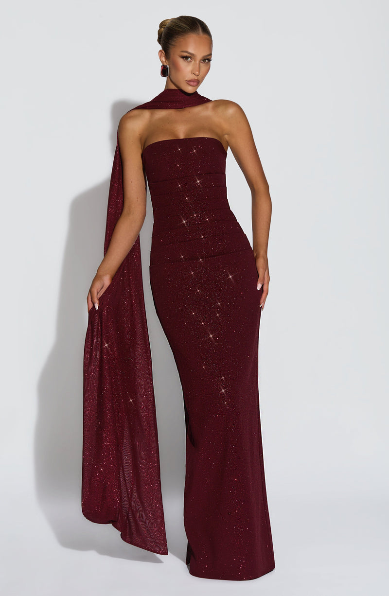 Valeria - Abito da Gala in Crêpe Bordeaux