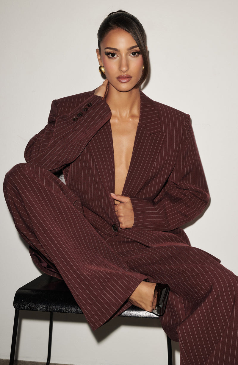 Carmen - Blazer Sartoriale Bordeaux con Gessato
