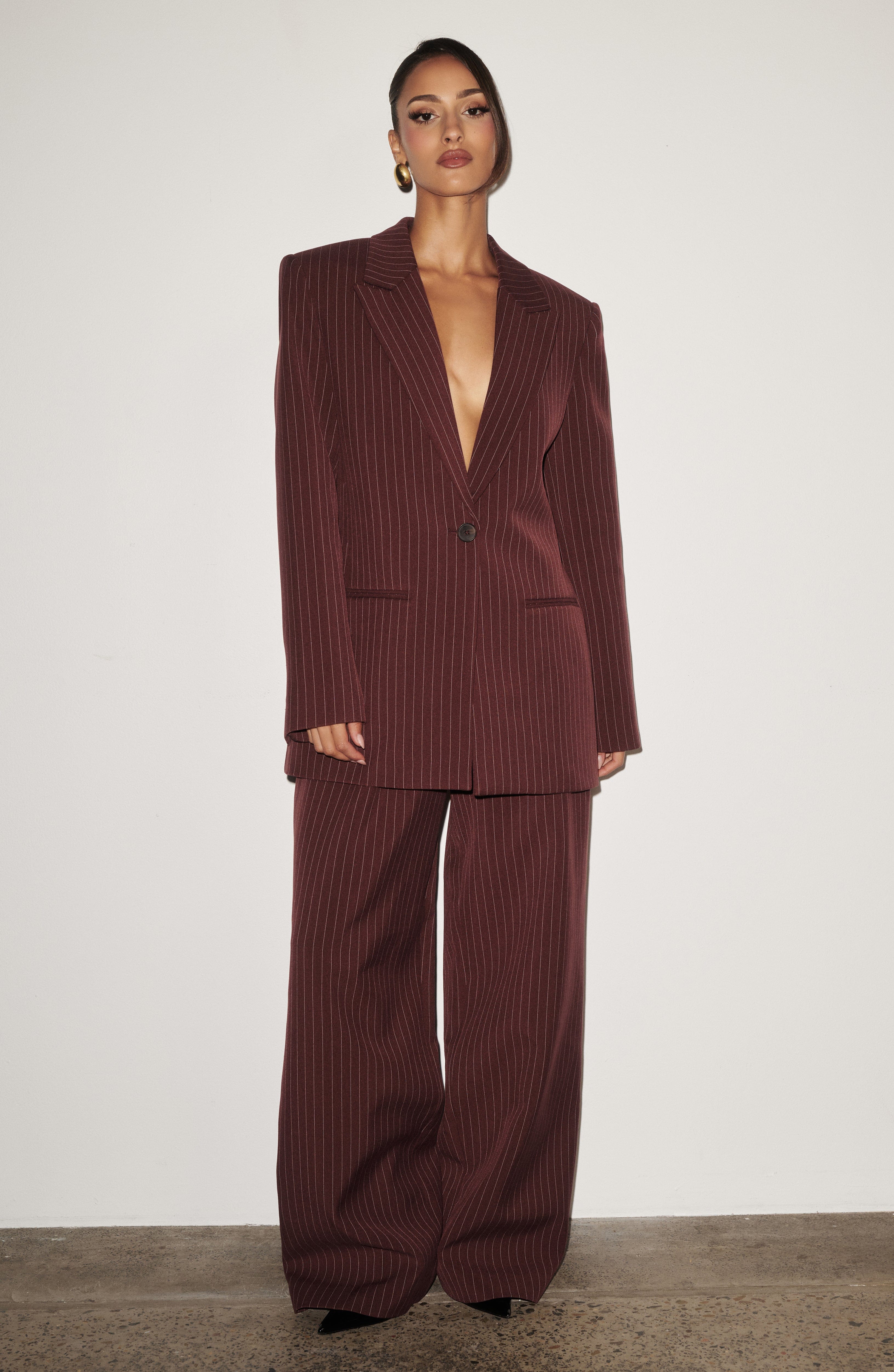 Carmen - Blazer Sartoriale Bordeaux con Gessato