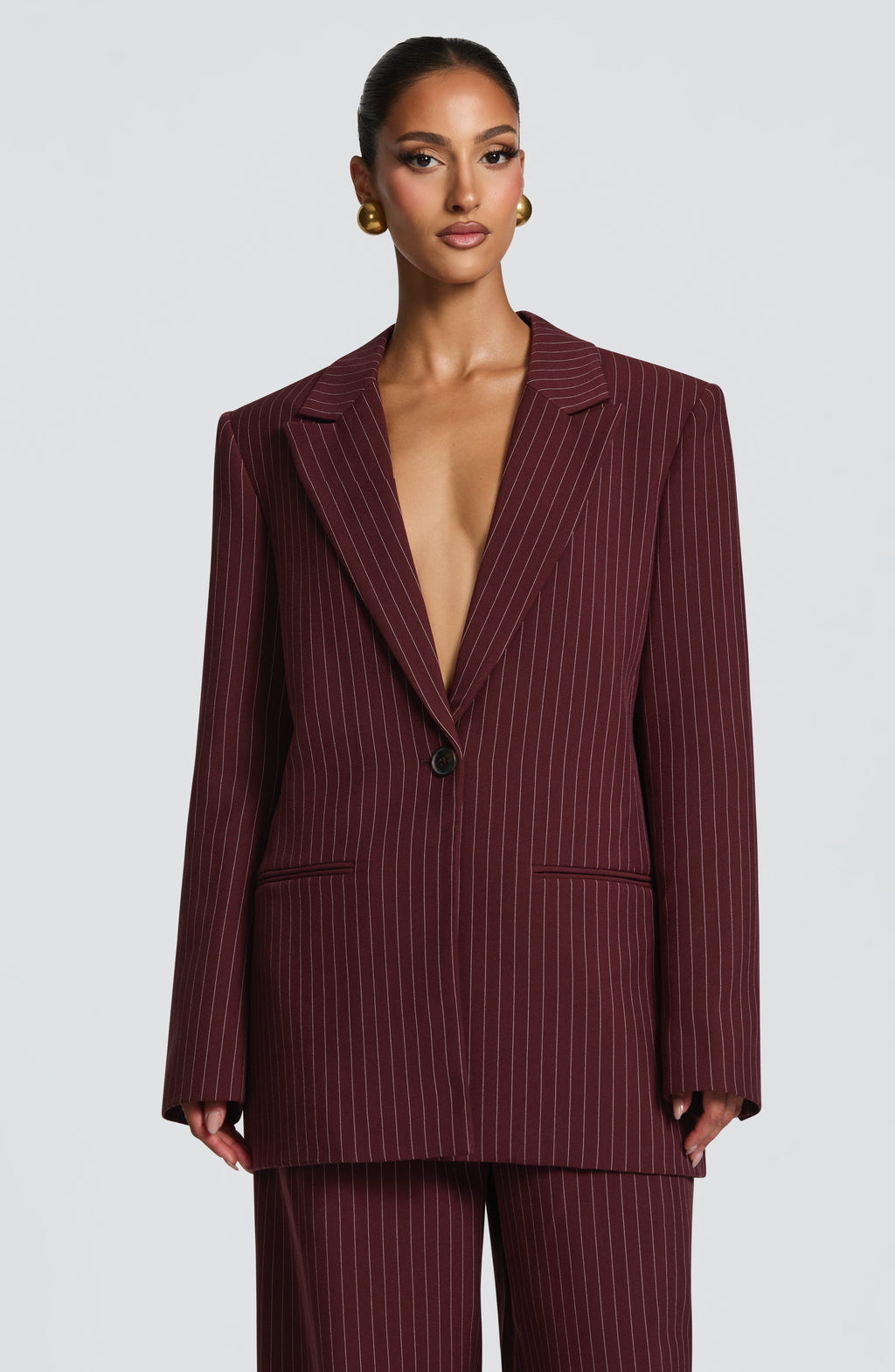 Carmen - Blazer Sartoriale Bordeaux con Gessato