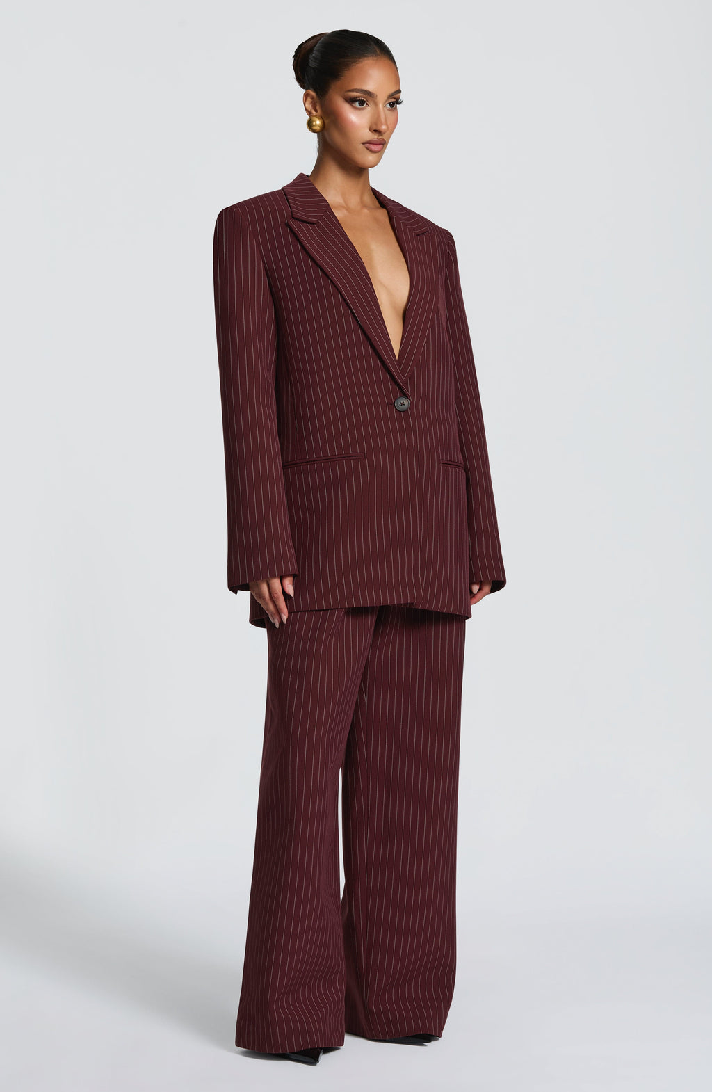 Carmen - Blazer Sartoriale Bordeaux con Gessato