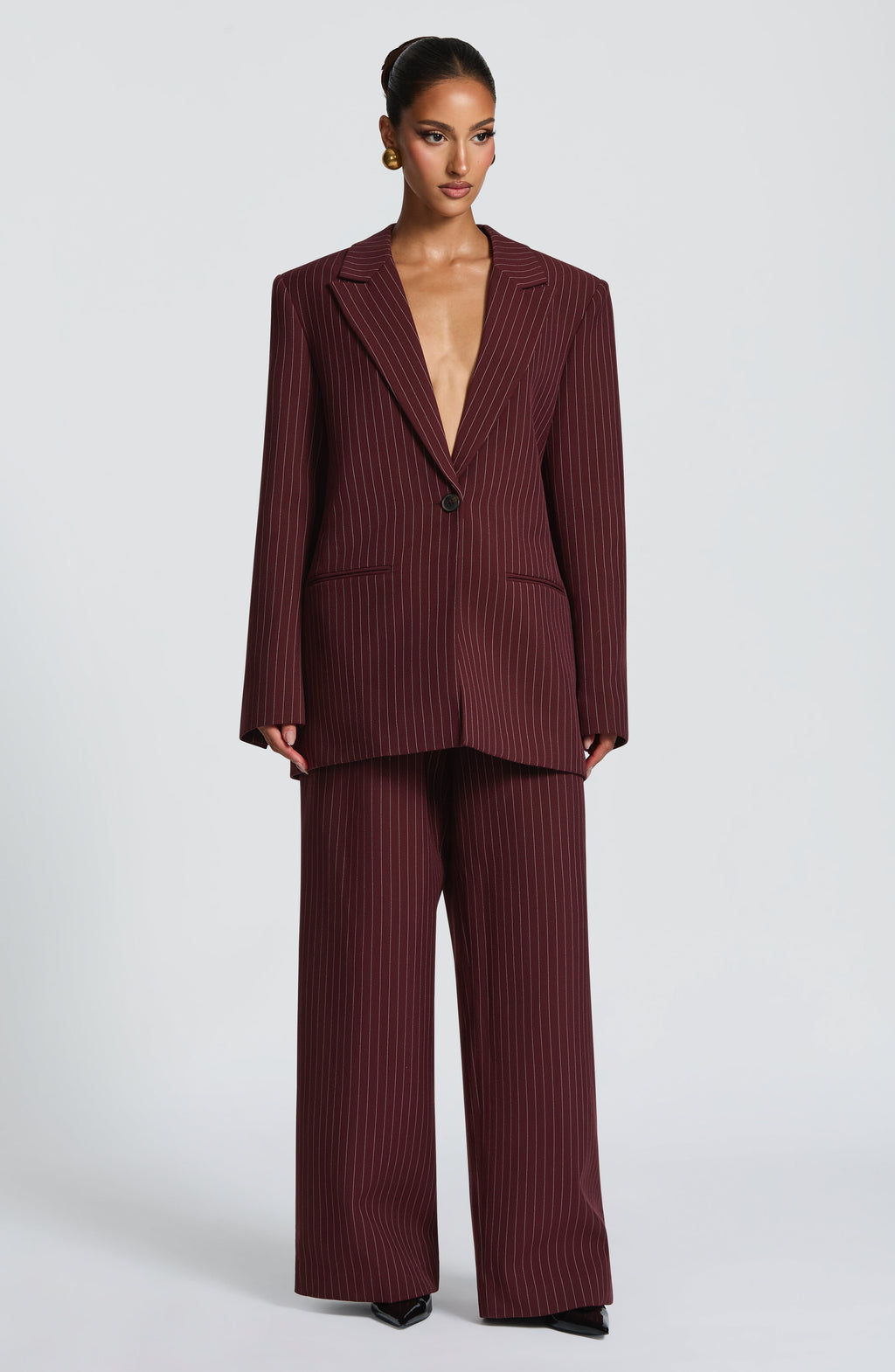Carmen - Blazer Sartoriale Bordeaux con Gessato