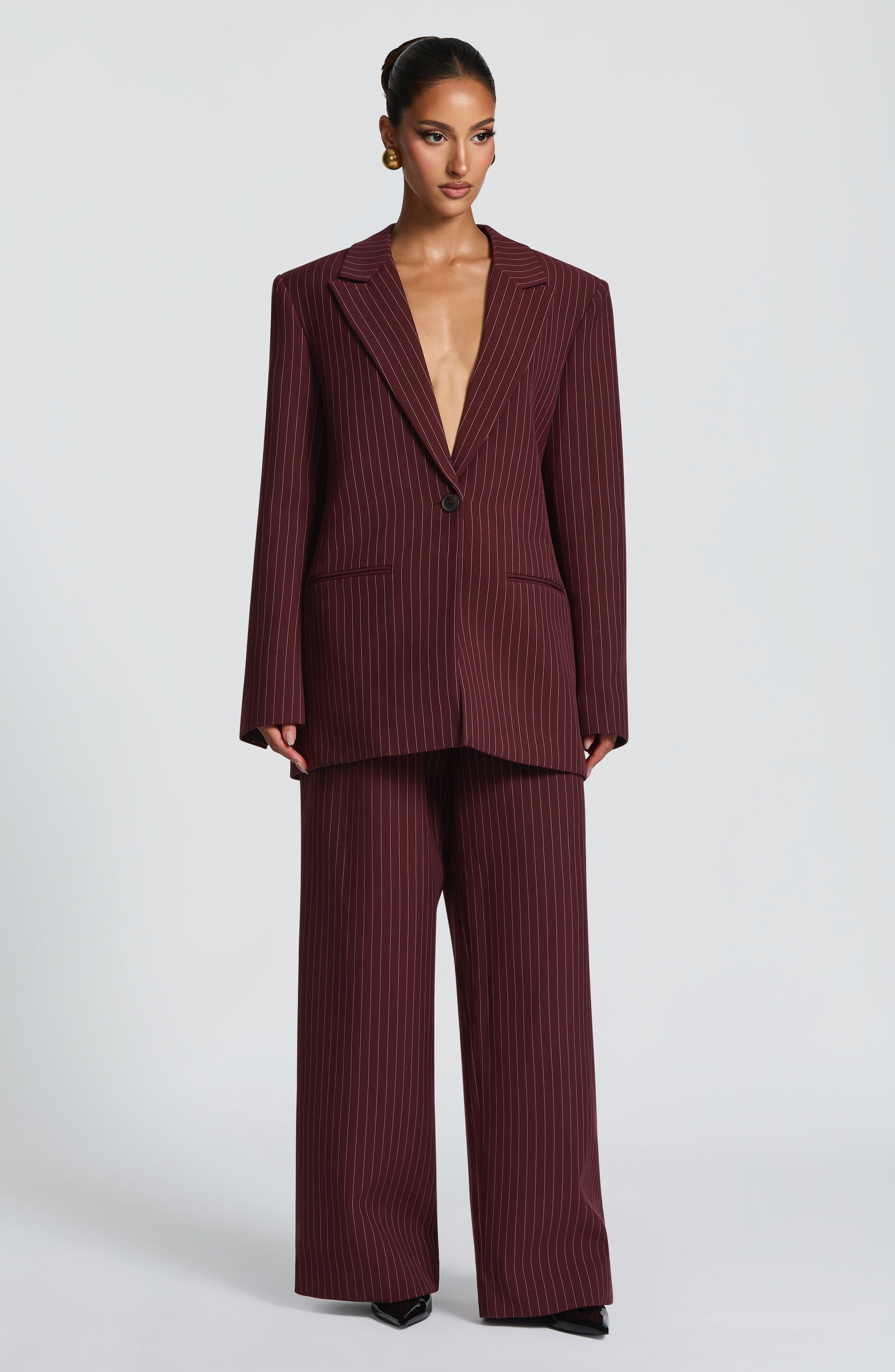 Carmen - Blazer Sartoriale Bordeaux con Gessato