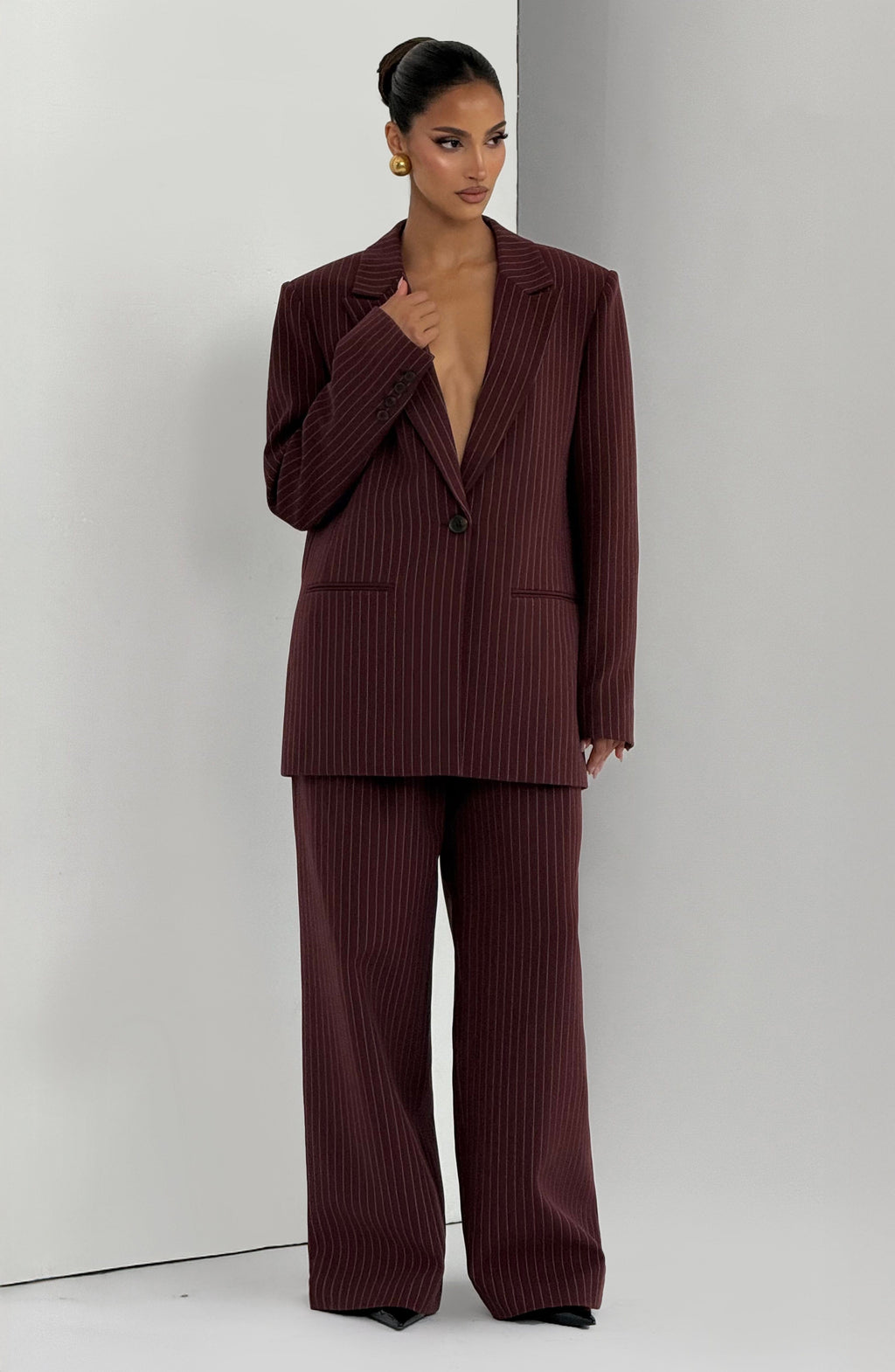 Carmen - Blazer Sartoriale Bordeaux con Gessato