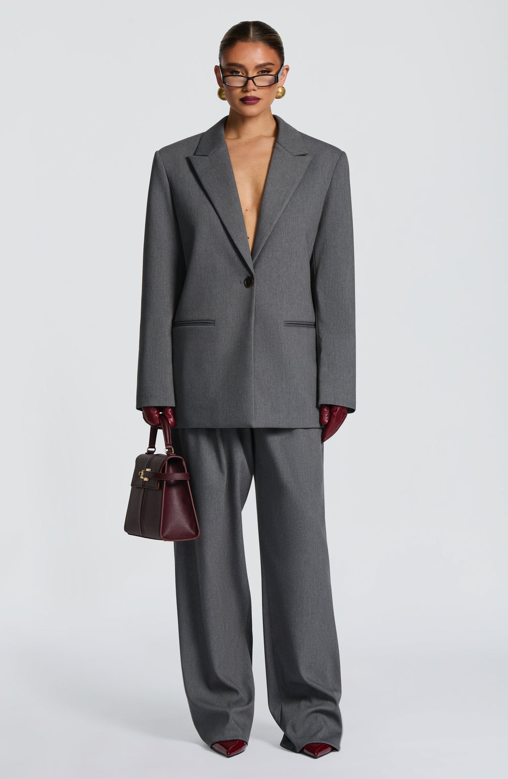 Lucía - Blazer Sartoriale Grigio Melange Boxy