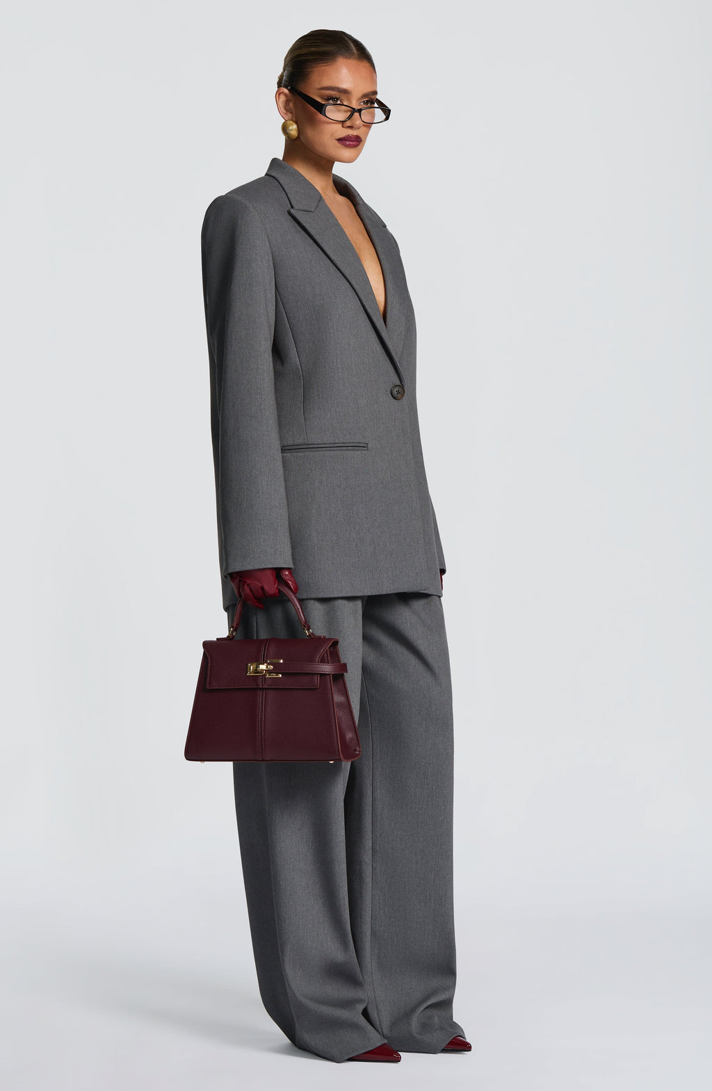 Lucía - Blazer Sartoriale Grigio Melange Boxy