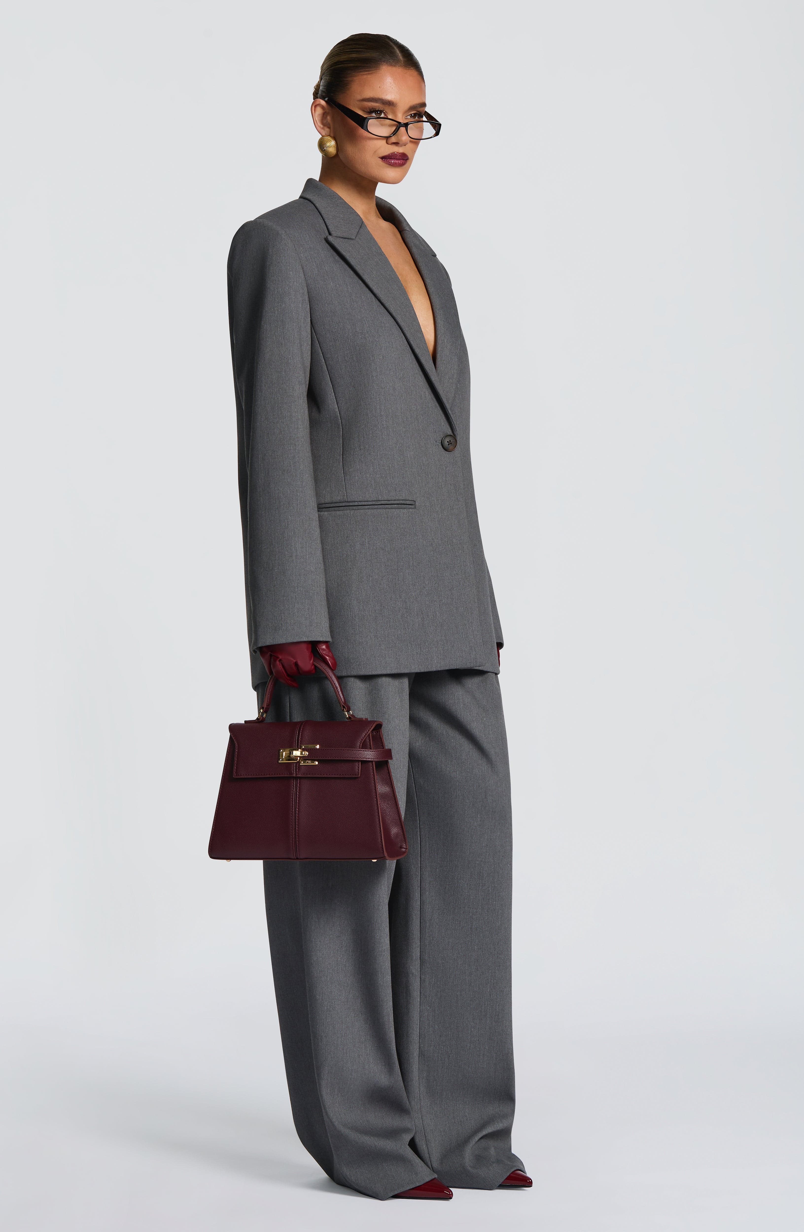 Lucía - Blazer Sartoriale Grigio Melange Boxy
