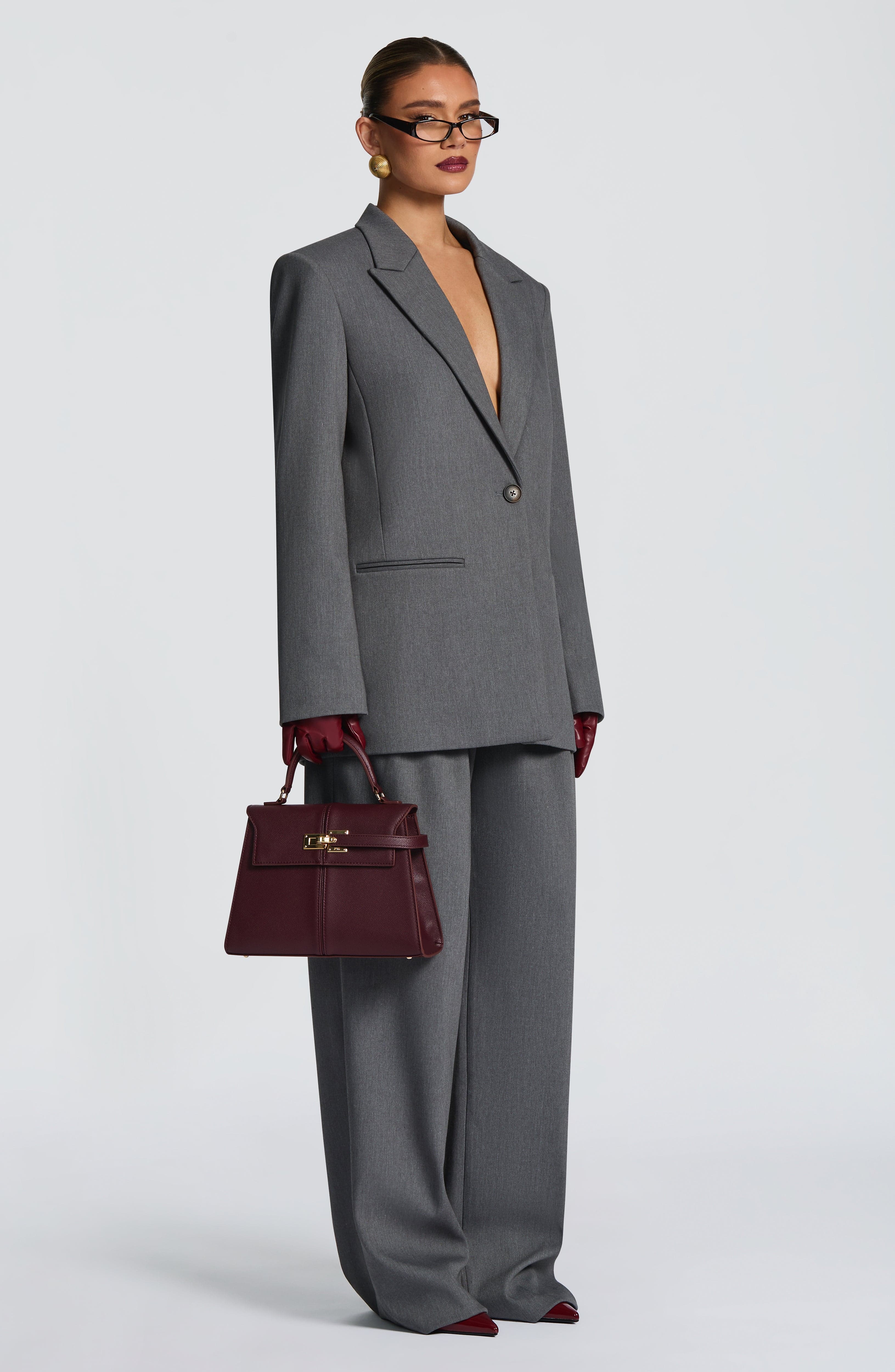 Lucía - Blazer Sartoriale Grigio Melange Boxy