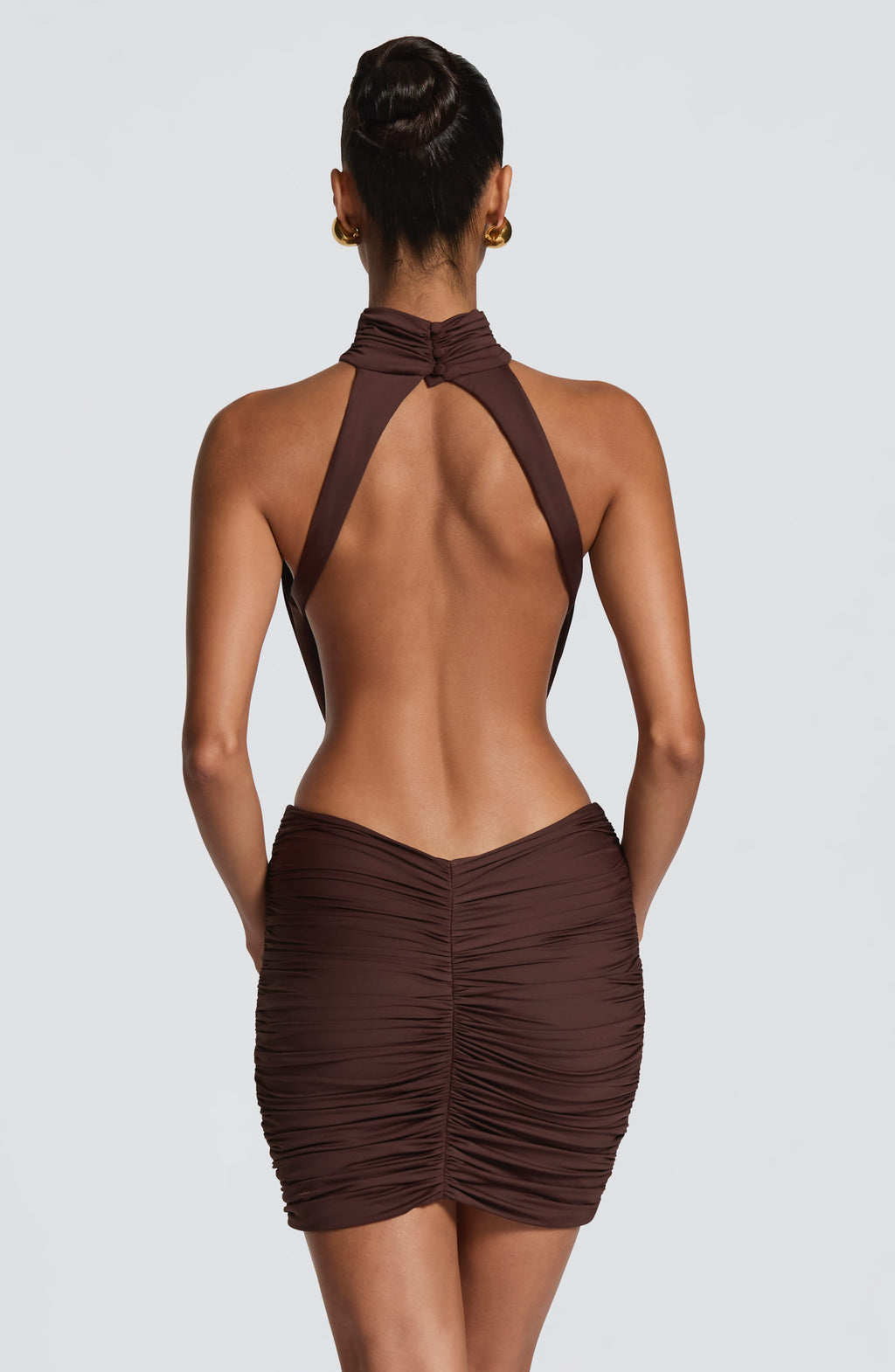 Rocío - Abito Mini Arricciato Strapless Prugna