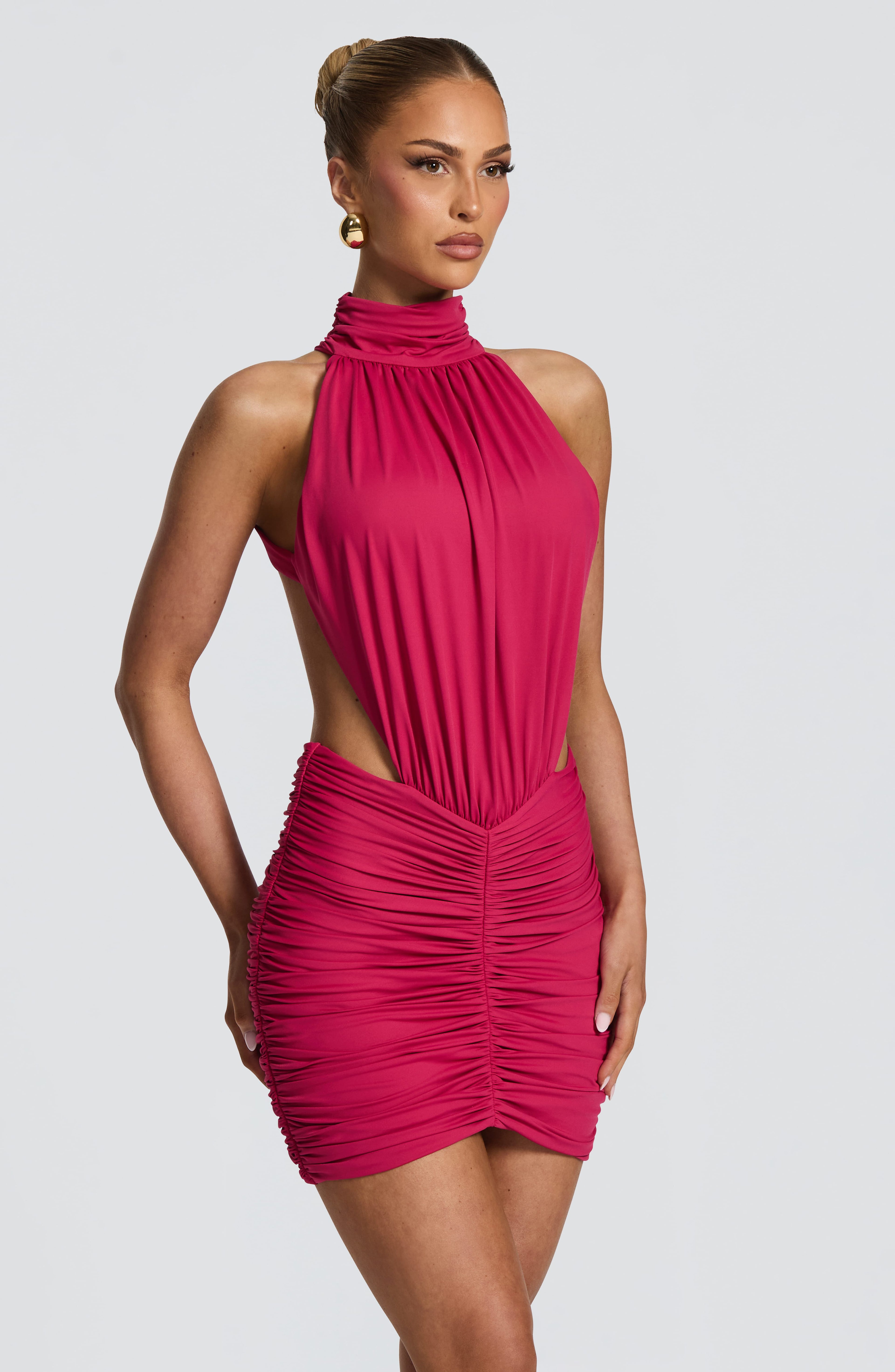 Rocío - Abito Mini Arricciato Strapless Rosa