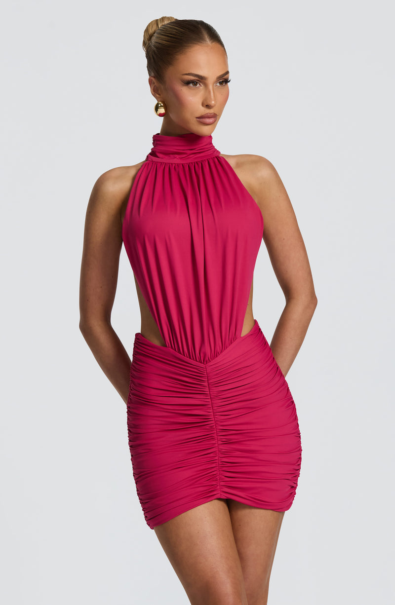 Rocío - Abito Mini Arricciato Strapless Rosa