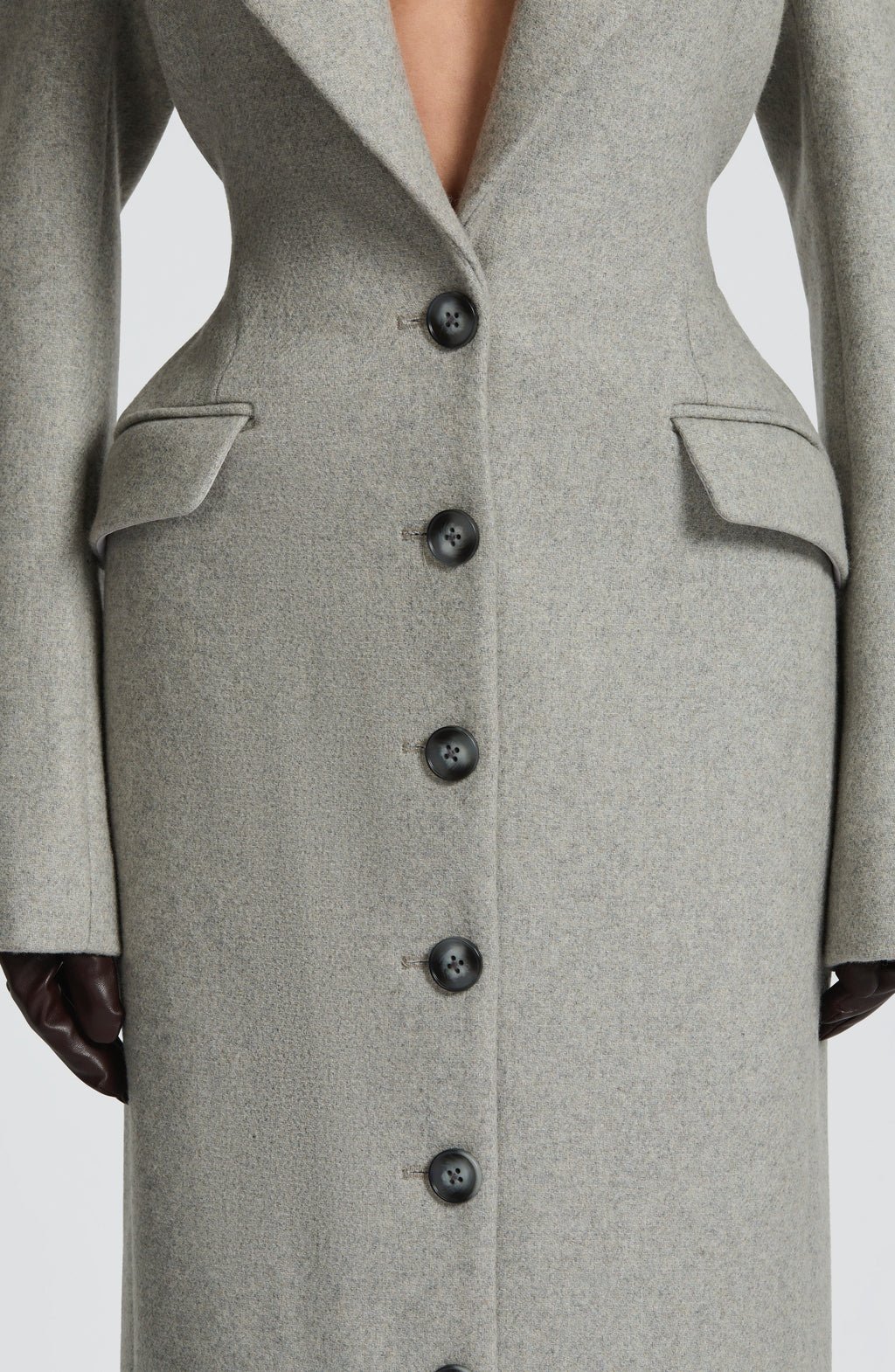 Irene - Cappotto Lungo Sartoriale Grigio Perla