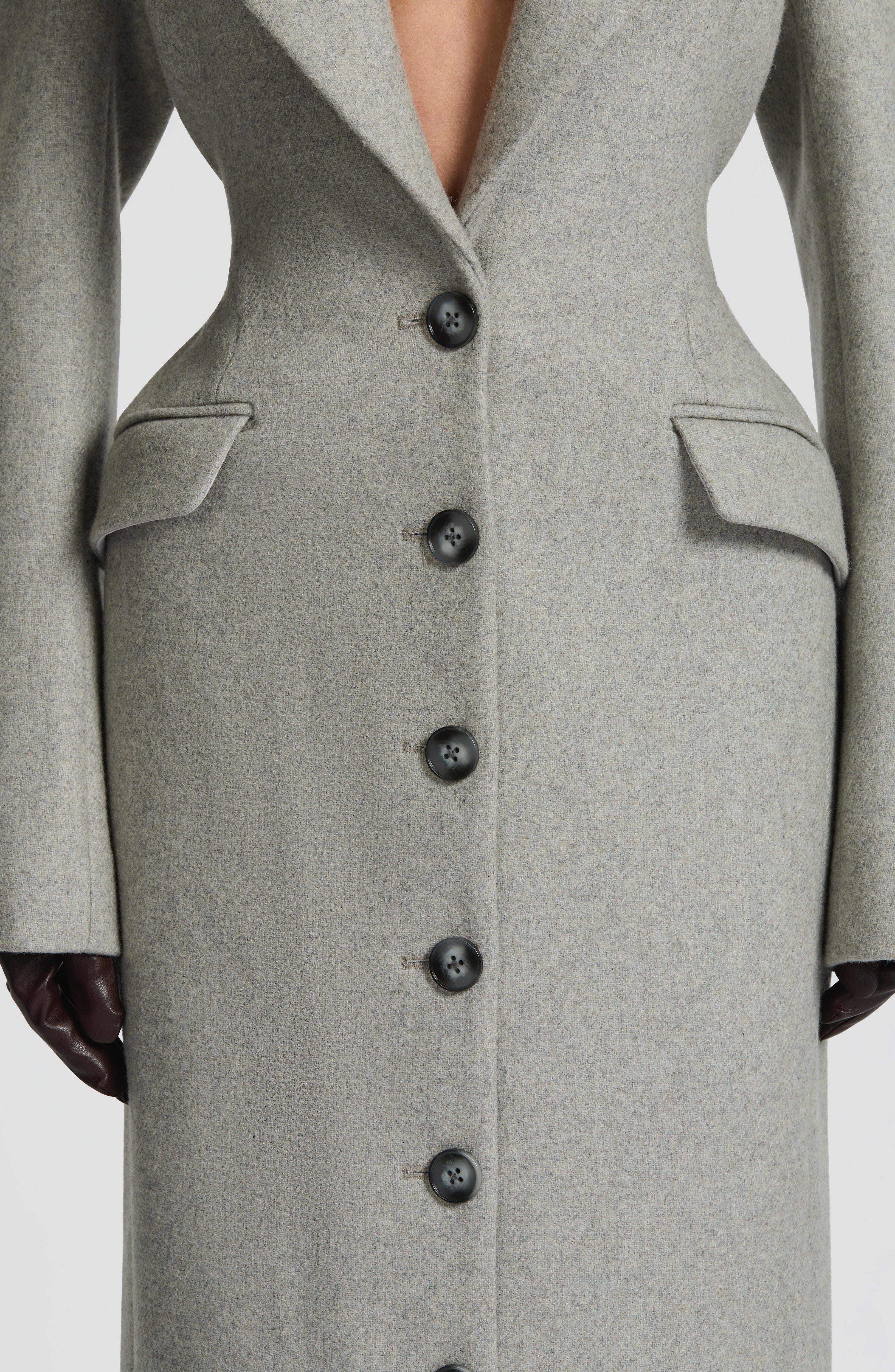 Irene - Cappotto Lungo Sartoriale Grigio Perla