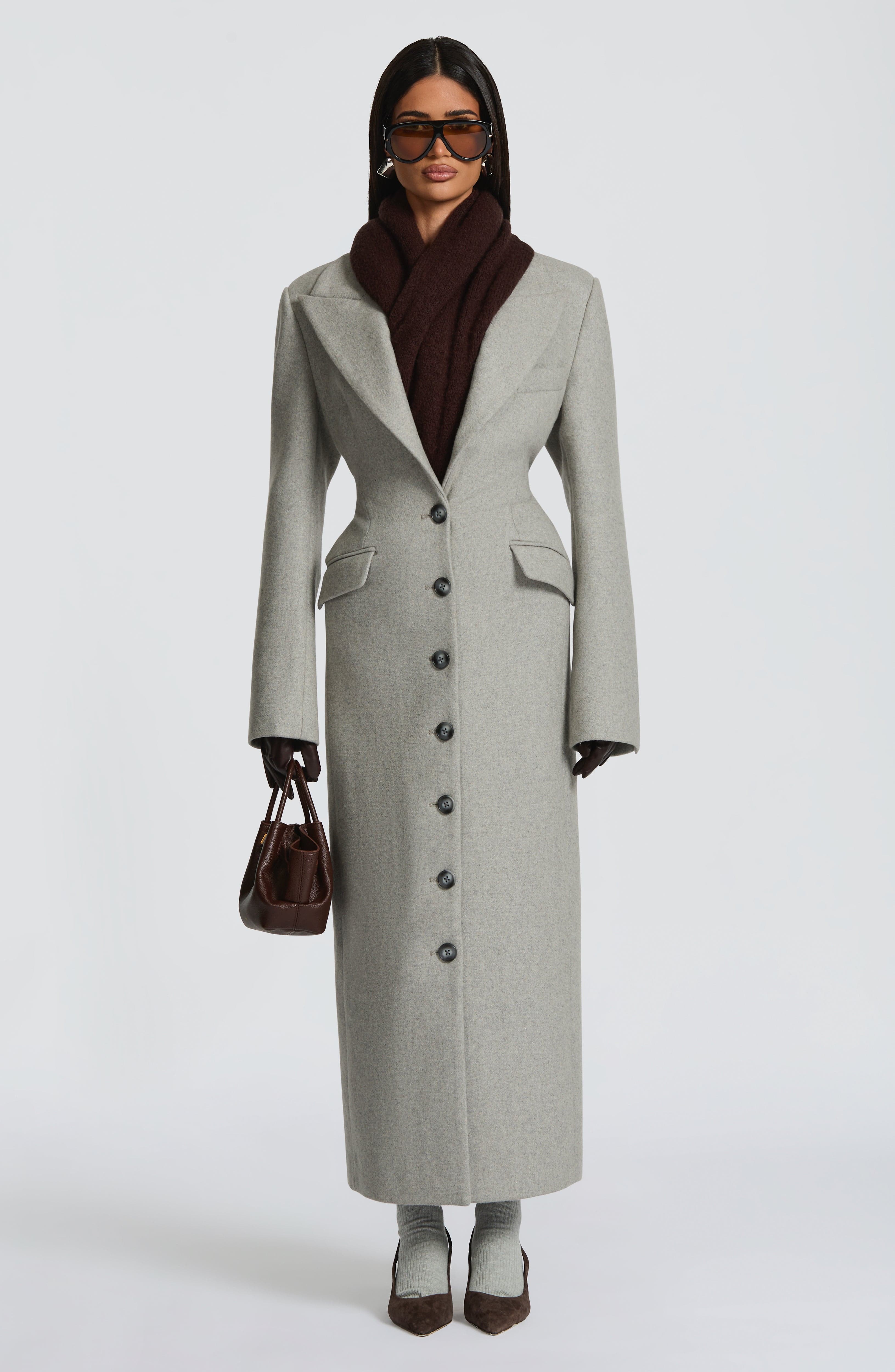 Irene - Cappotto Lungo Sartoriale Grigio Perla