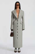 Irene - Cappotto Lungo Sartoriale Grigio Perla