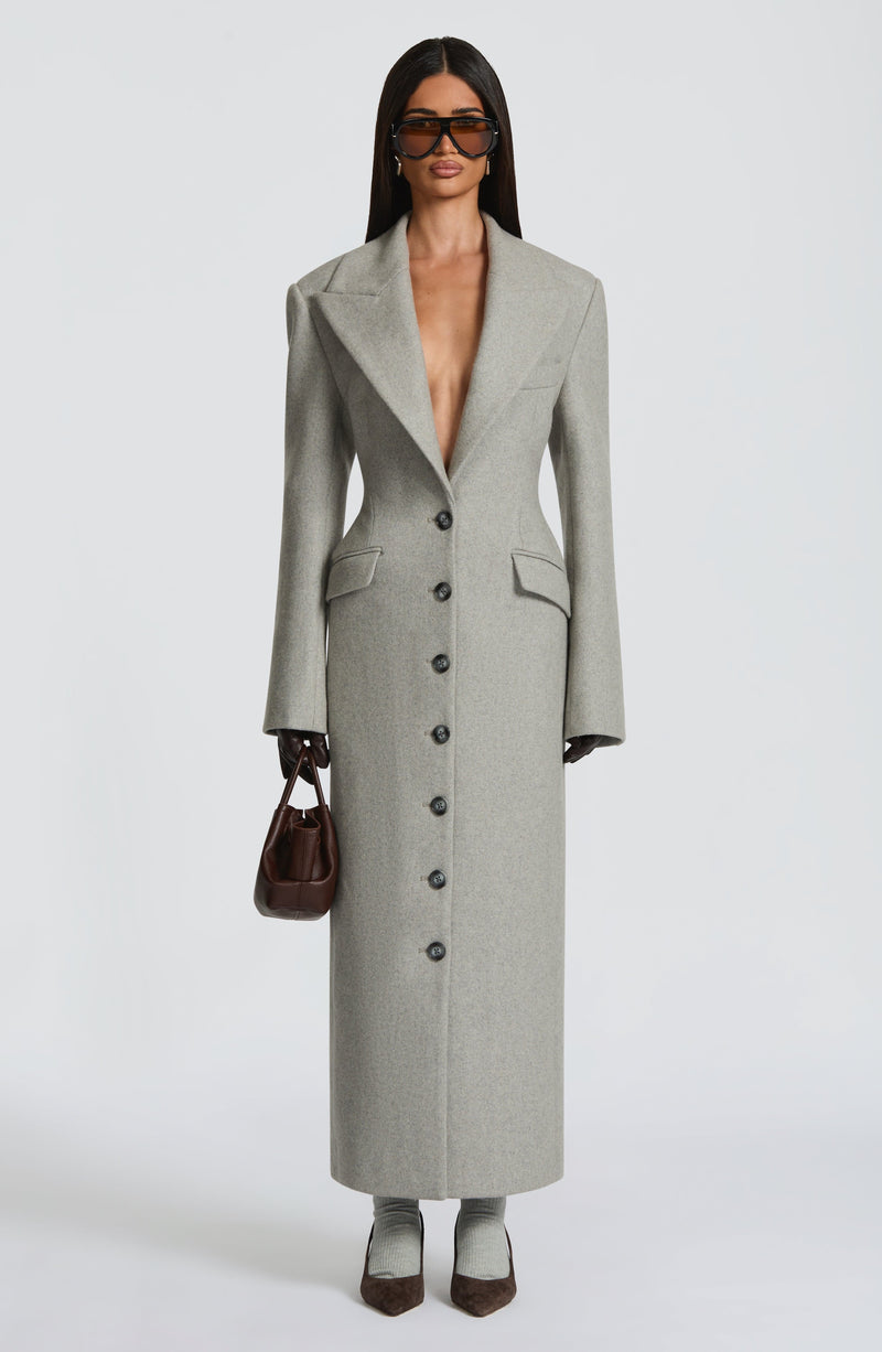 Irene - Cappotto Lungo Sartoriale Grigio Perla