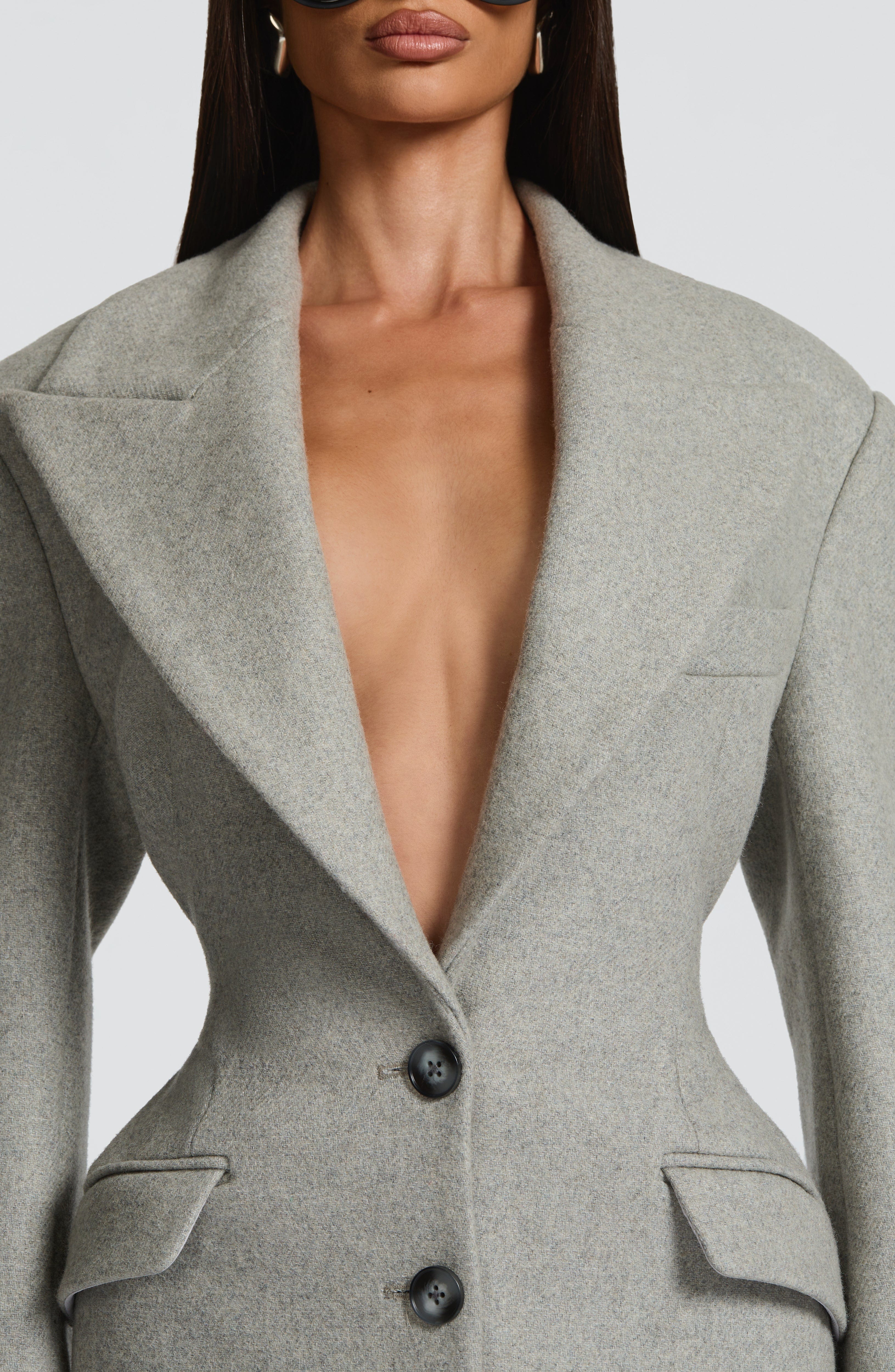 Irene - Cappotto Lungo Sartoriale Grigio Perla