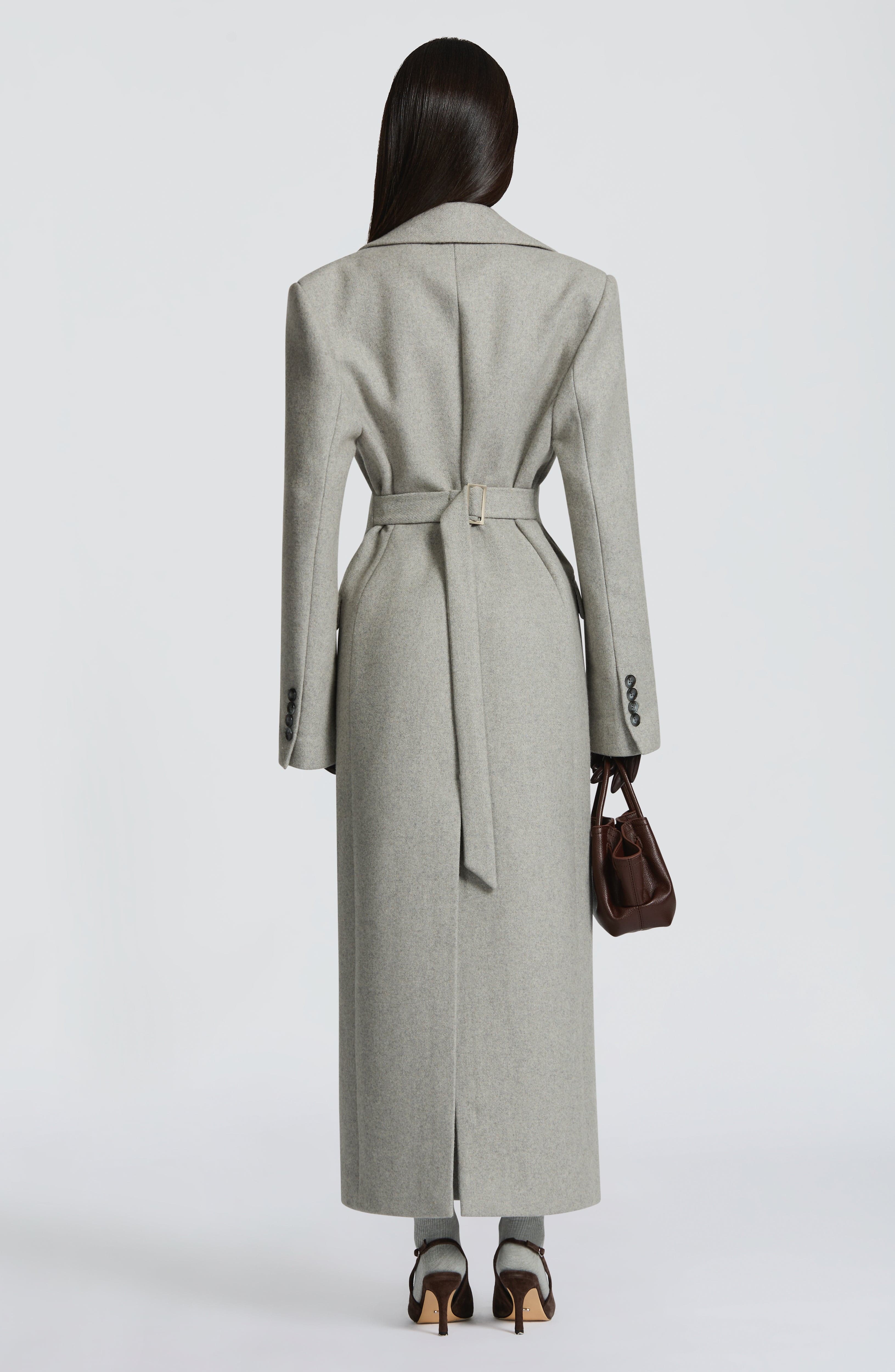 Irene - Cappotto Lungo Sartoriale Grigio Perla