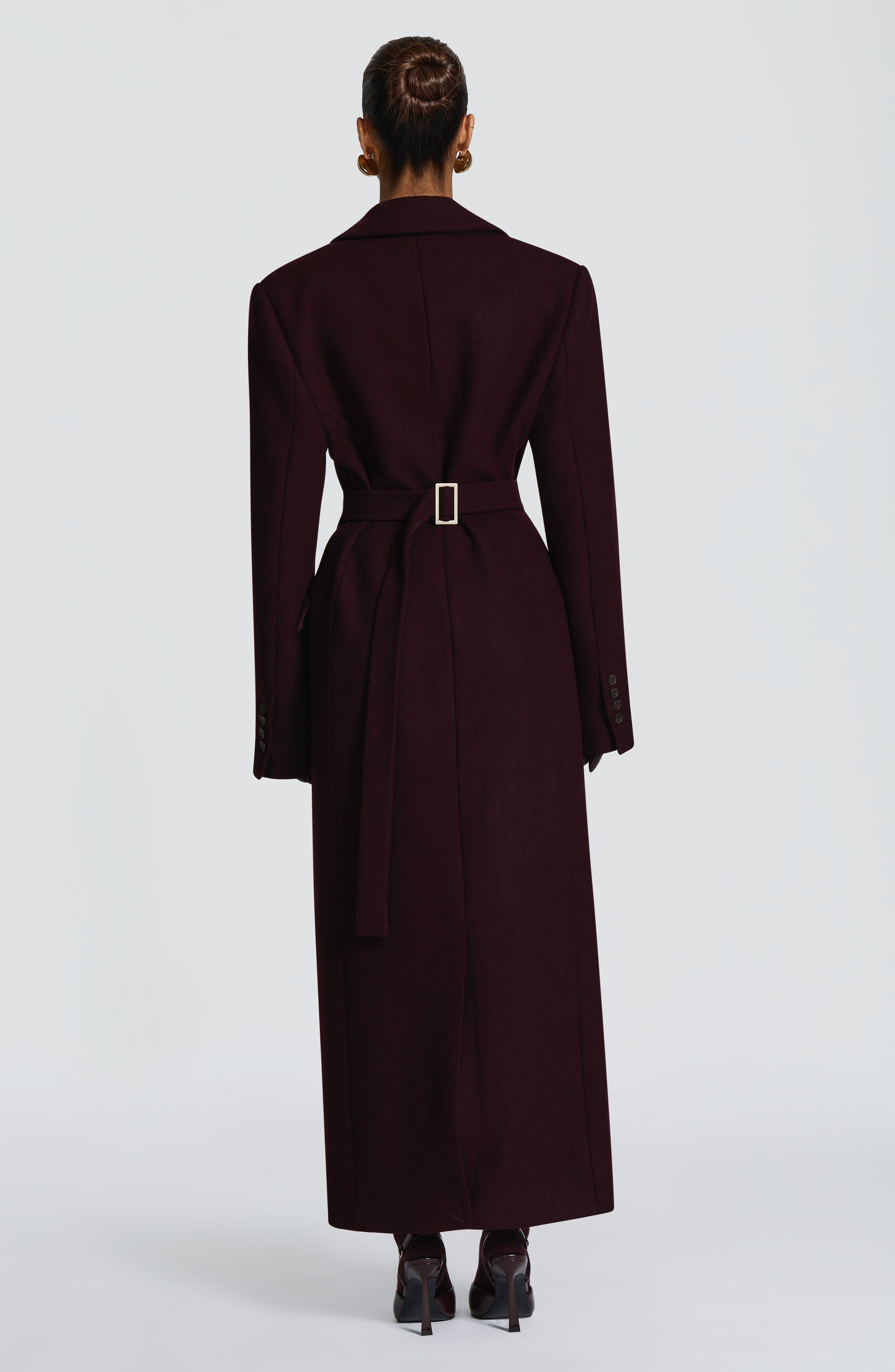 Gloria - Cappotto Lungo Sartoriale Prugna