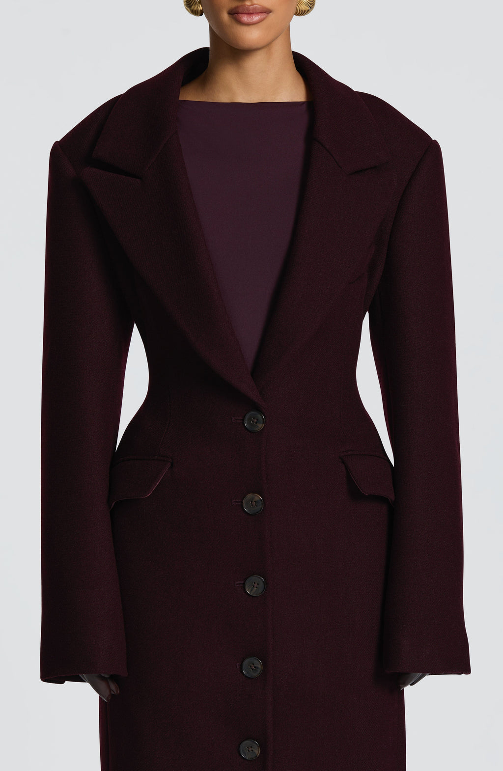 Gloria - Cappotto Lungo Sartoriale Prugna