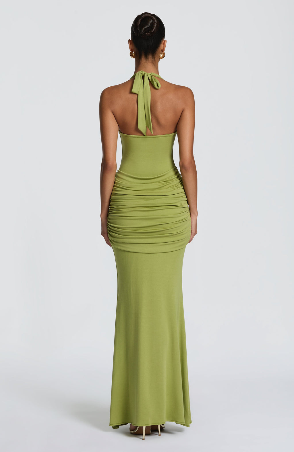 Constanza - Abito da Gala Satinato Verde Oliva